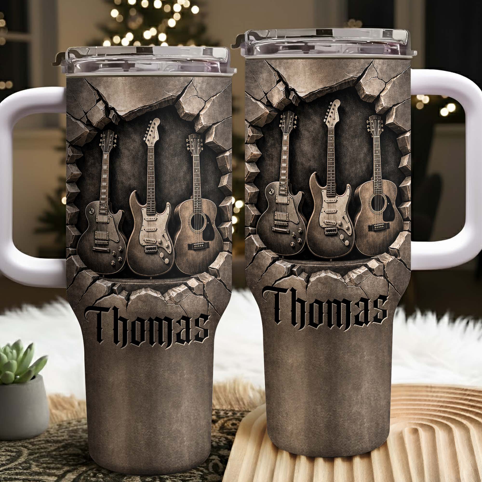 Personalized 40oz Guitar Tumbler Custom Name Gift for Musicians