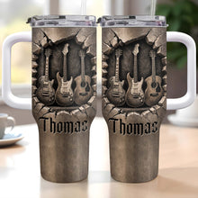 Load image into Gallery viewer, Personalized 40oz Guitar Tumbler Custom Name Gift for Musicians

