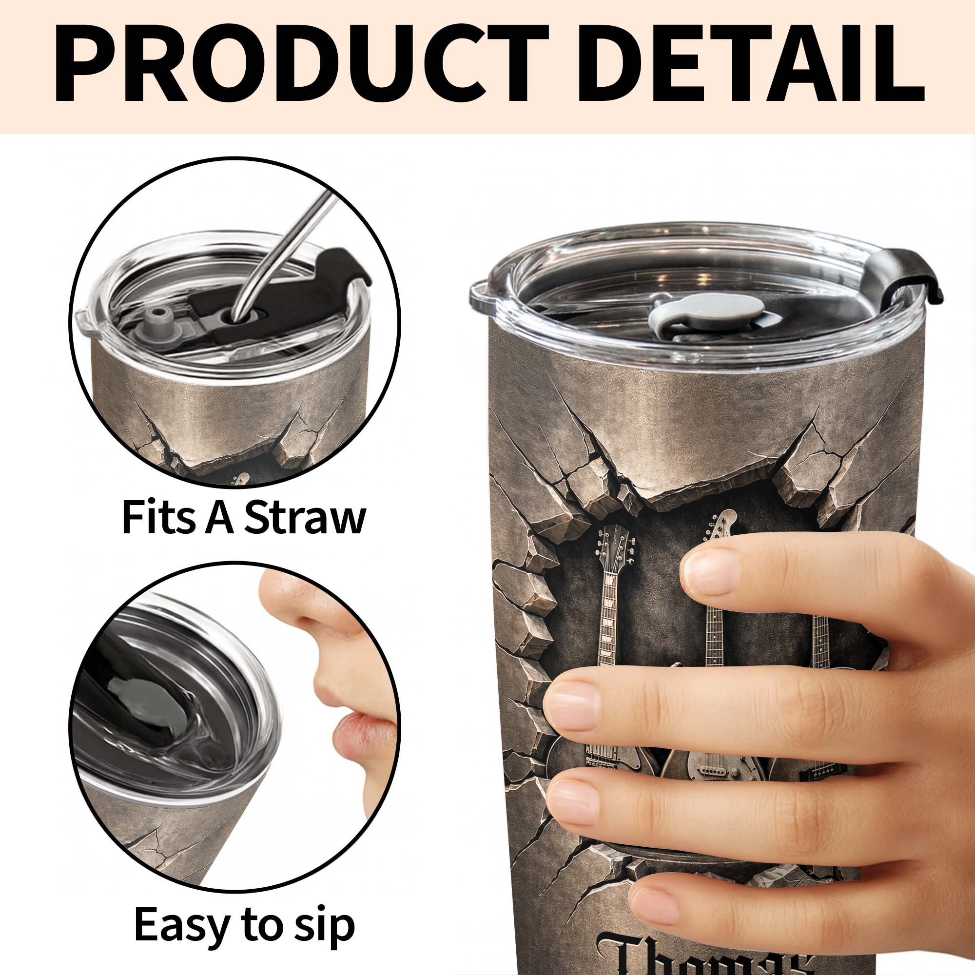 Personalized 20oz Stainless Steel Tumbler Custom Music Gift