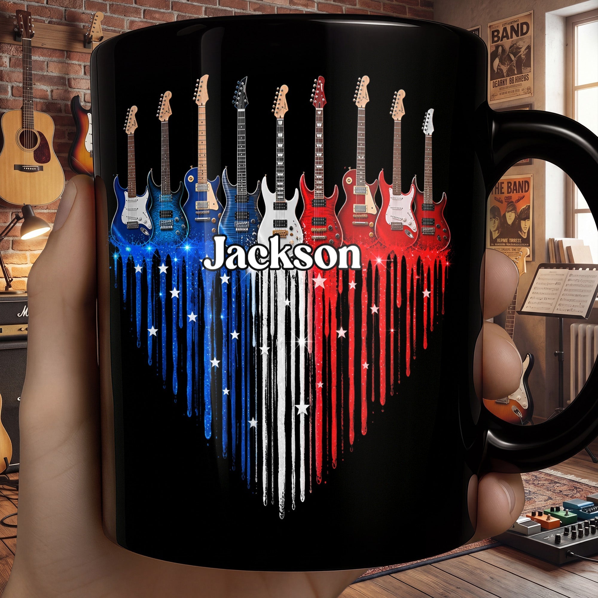 Personalized Black Mug for Music Lovers Custom Name Gift