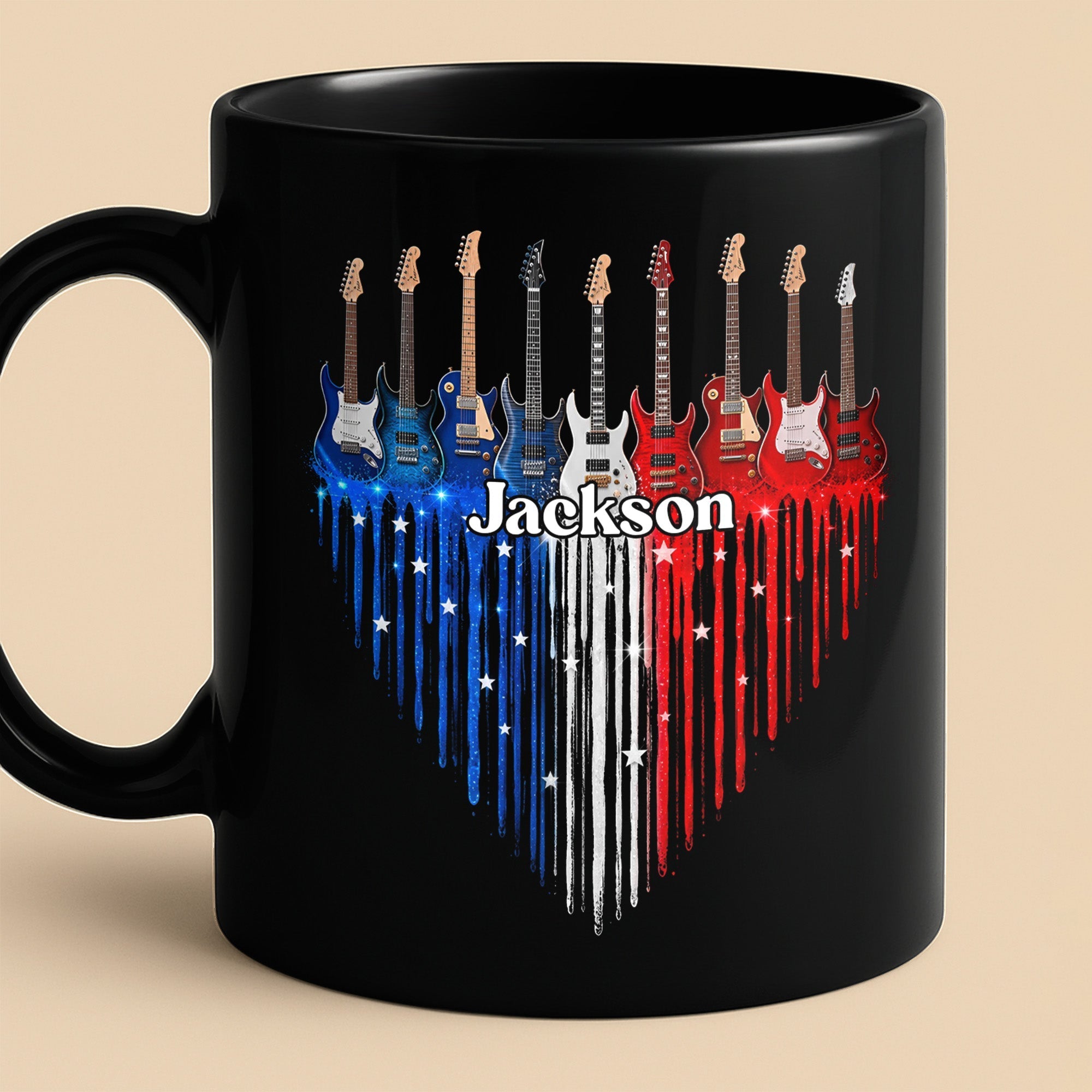 Personalized Black Mug for Music Lovers Custom Name Gift