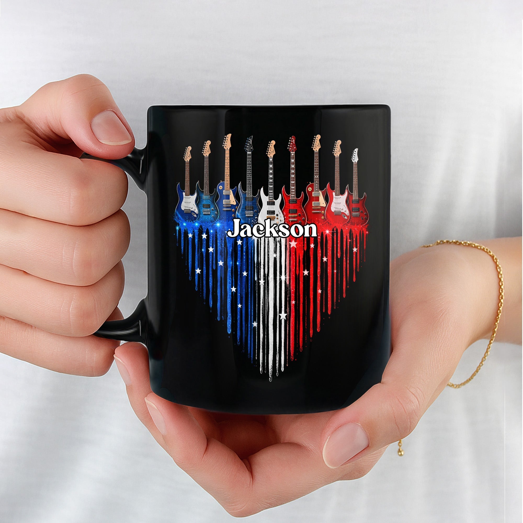 Personalized Black Mug for Music Lovers Custom Name Gift