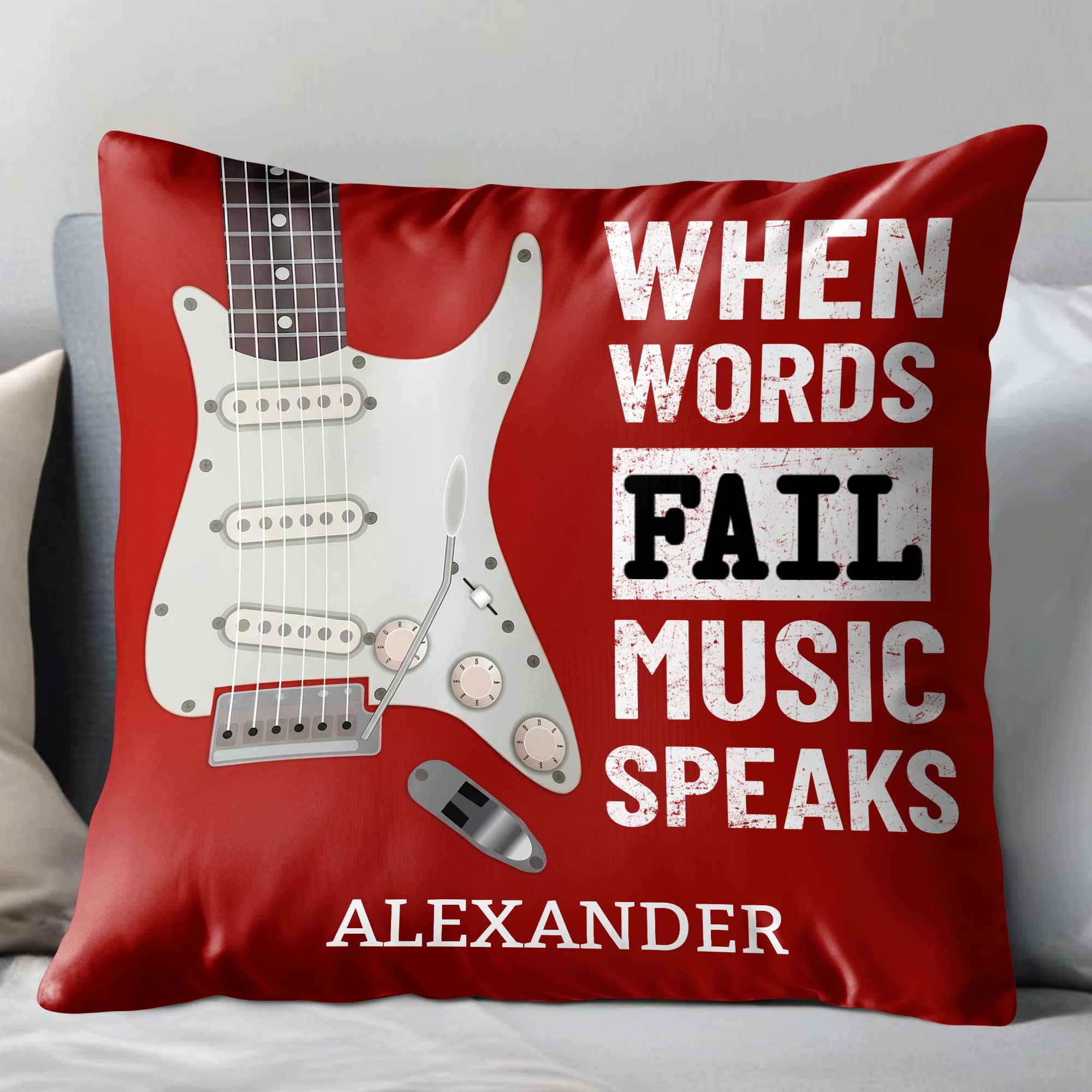 Personalized Bass Guitar Pillow Custom Gift for Music Lover