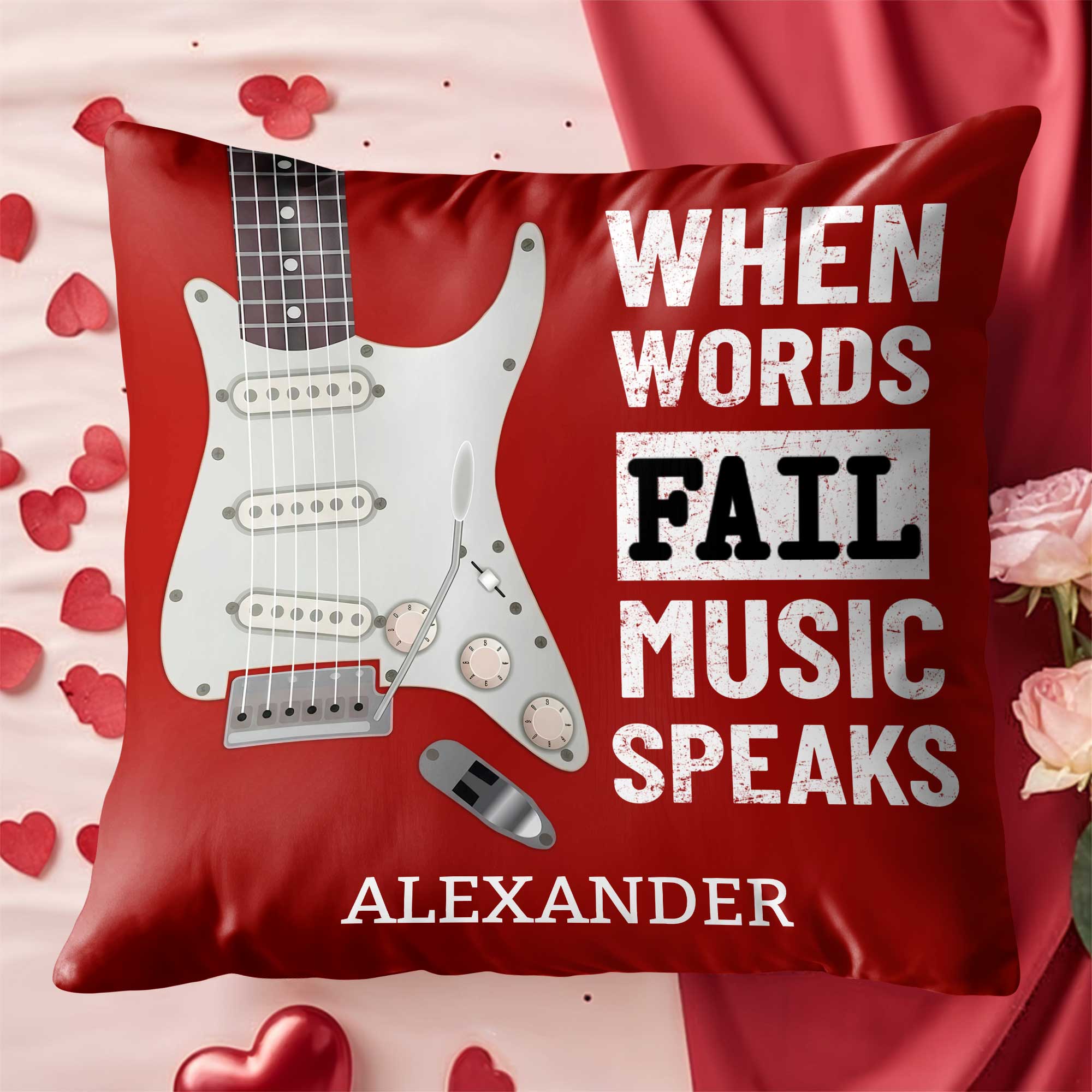 Personalized Bass Guitar Pillow Custom Gift for Music Lover