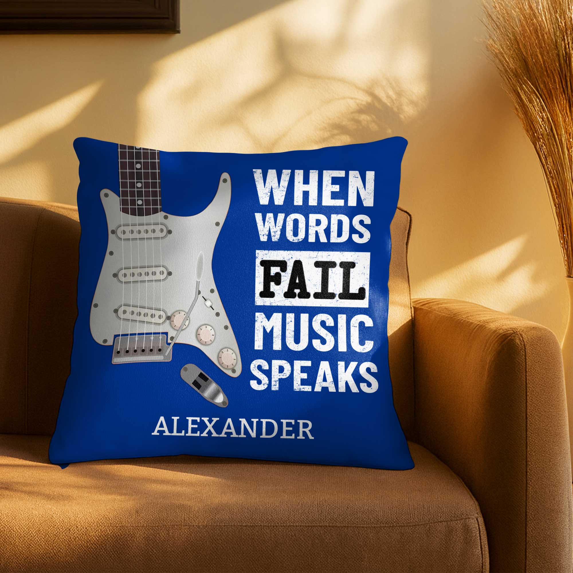 Personalized Bass Guitar Pillow Custom Gift for Music Lover