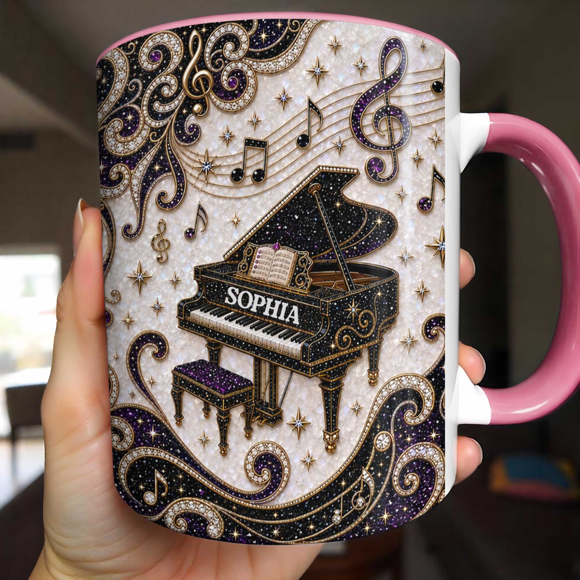 Personalized Ceramic Accent Mug Music Gift for Music Lovers
