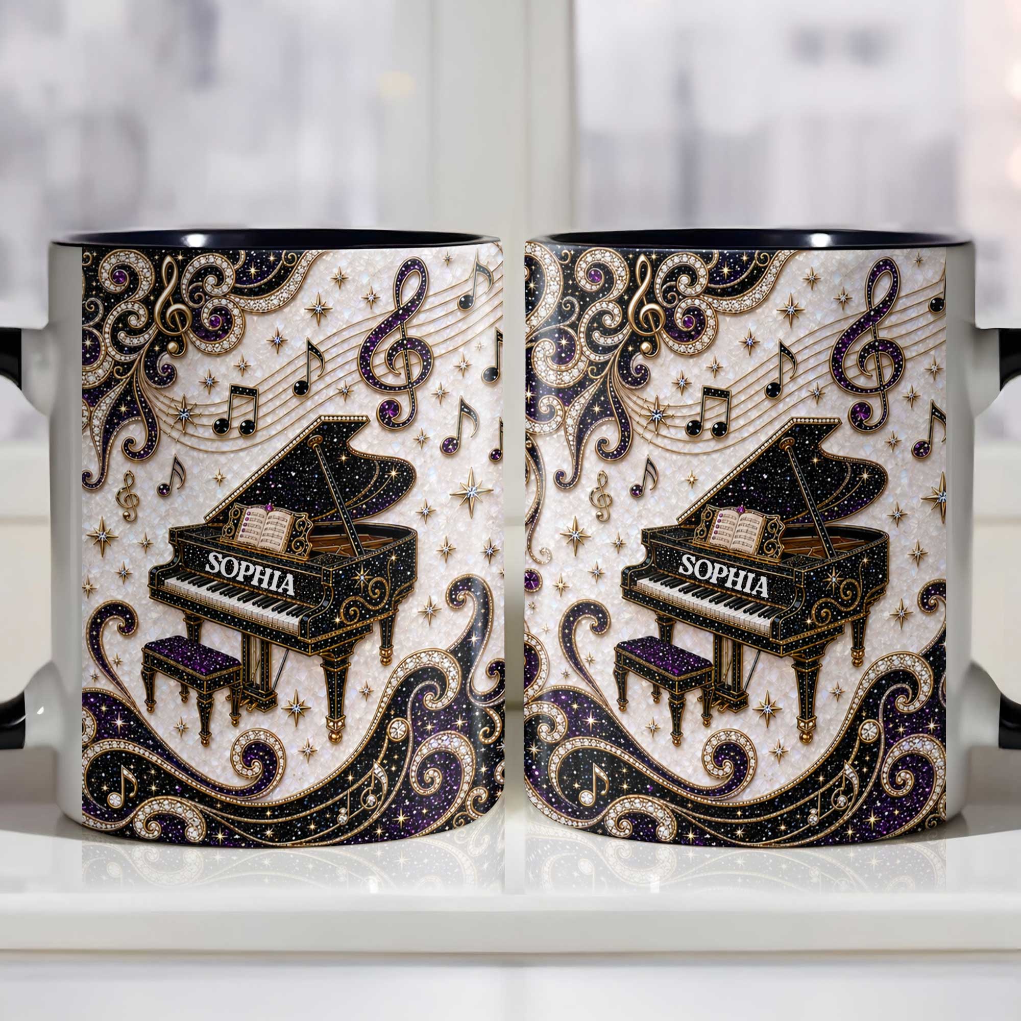 Personalized Ceramic Accent Mug Music Gift for Music Lovers