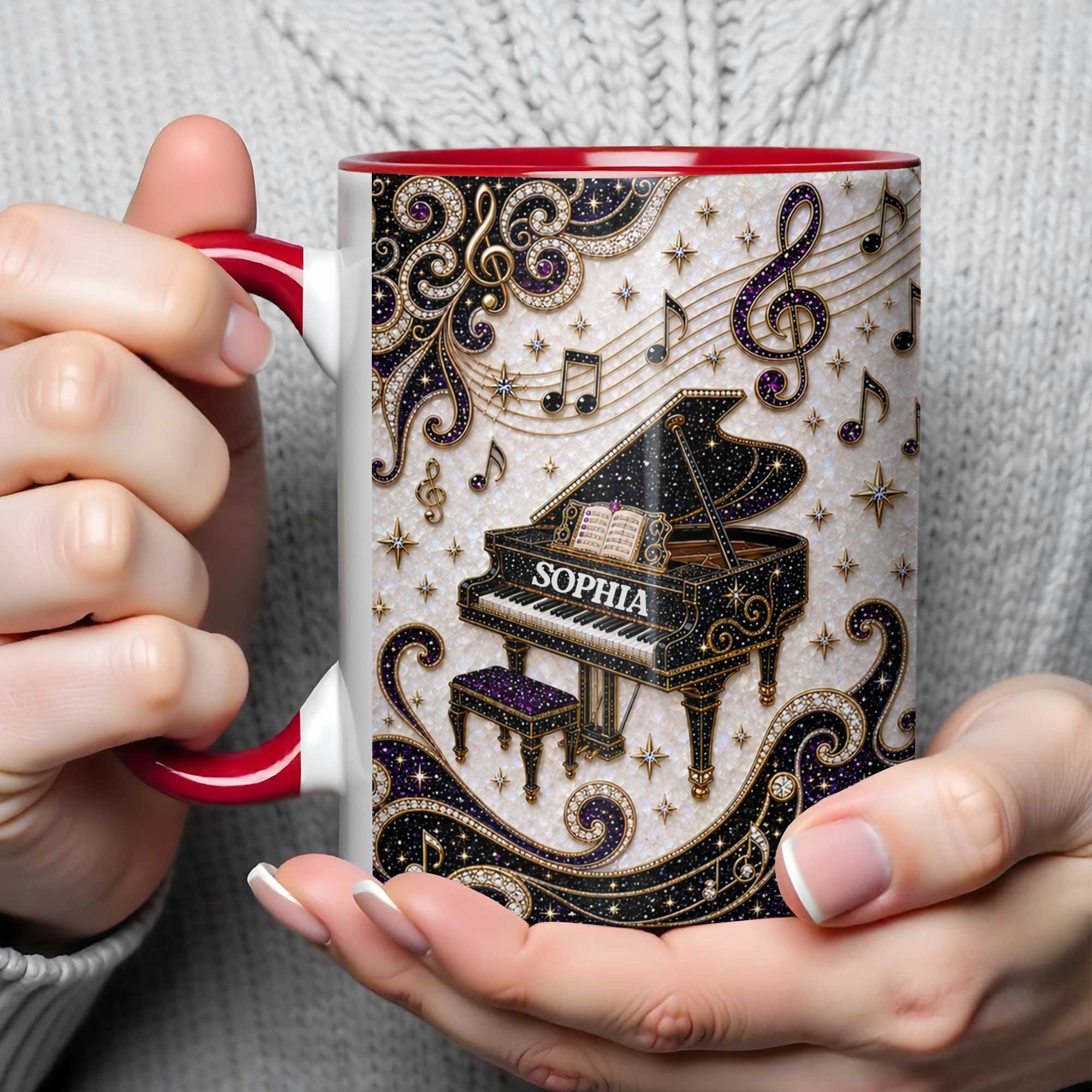 Personalized Ceramic Accent Mug Music Gift for Music Lovers