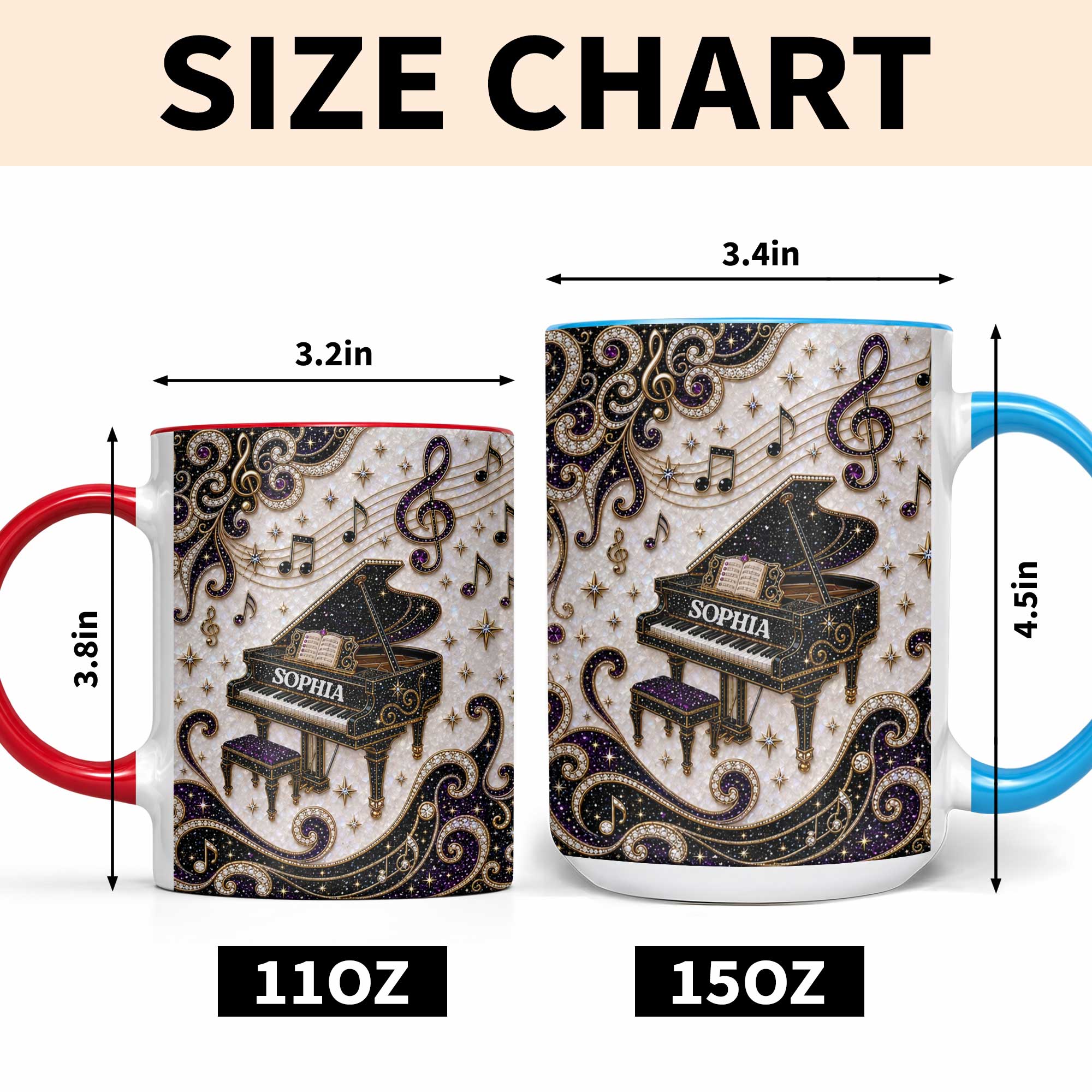 Personalized Ceramic Accent Mug Music Gift for Music Lovers