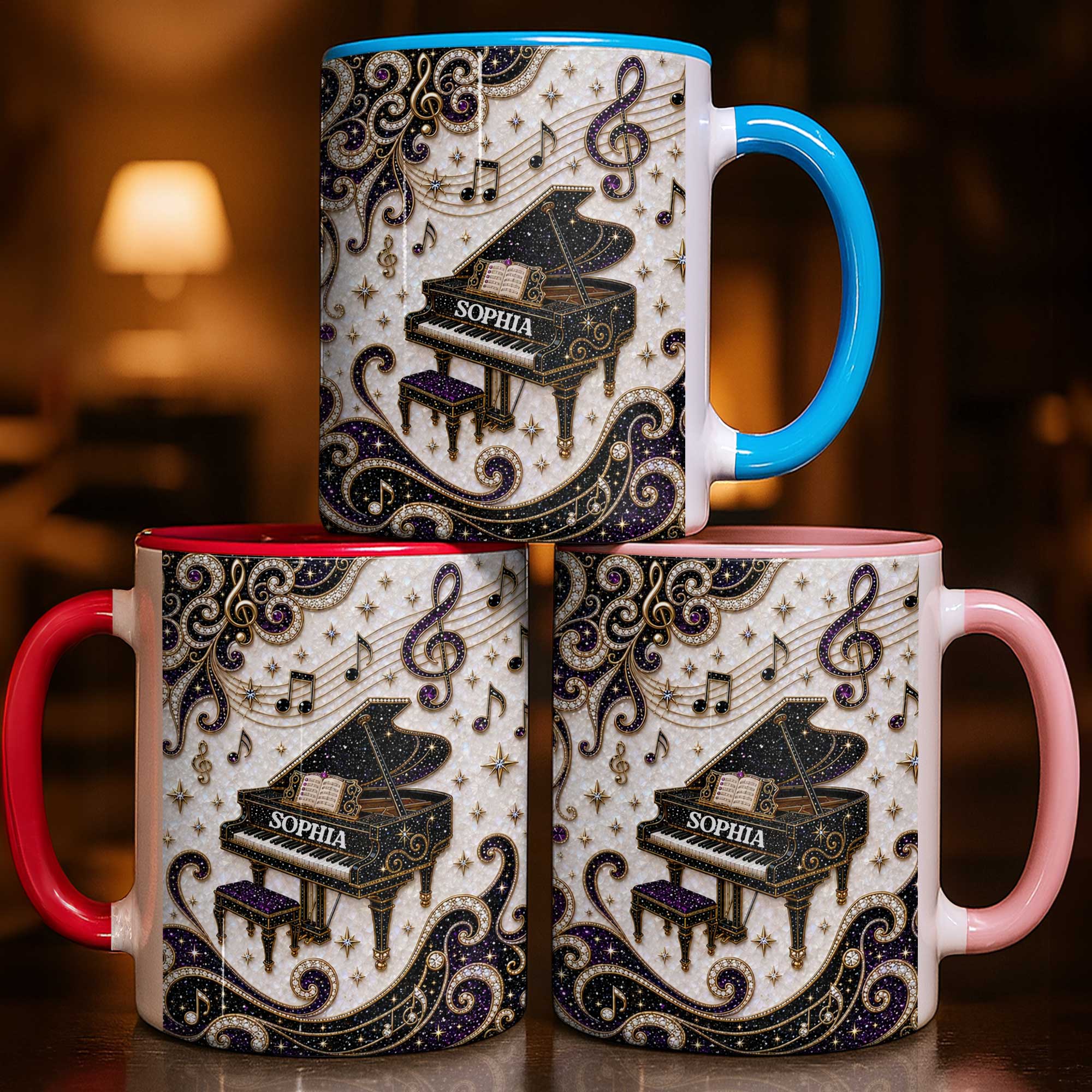 Personalized Ceramic Accent Mug Music Gift for Music Lovers