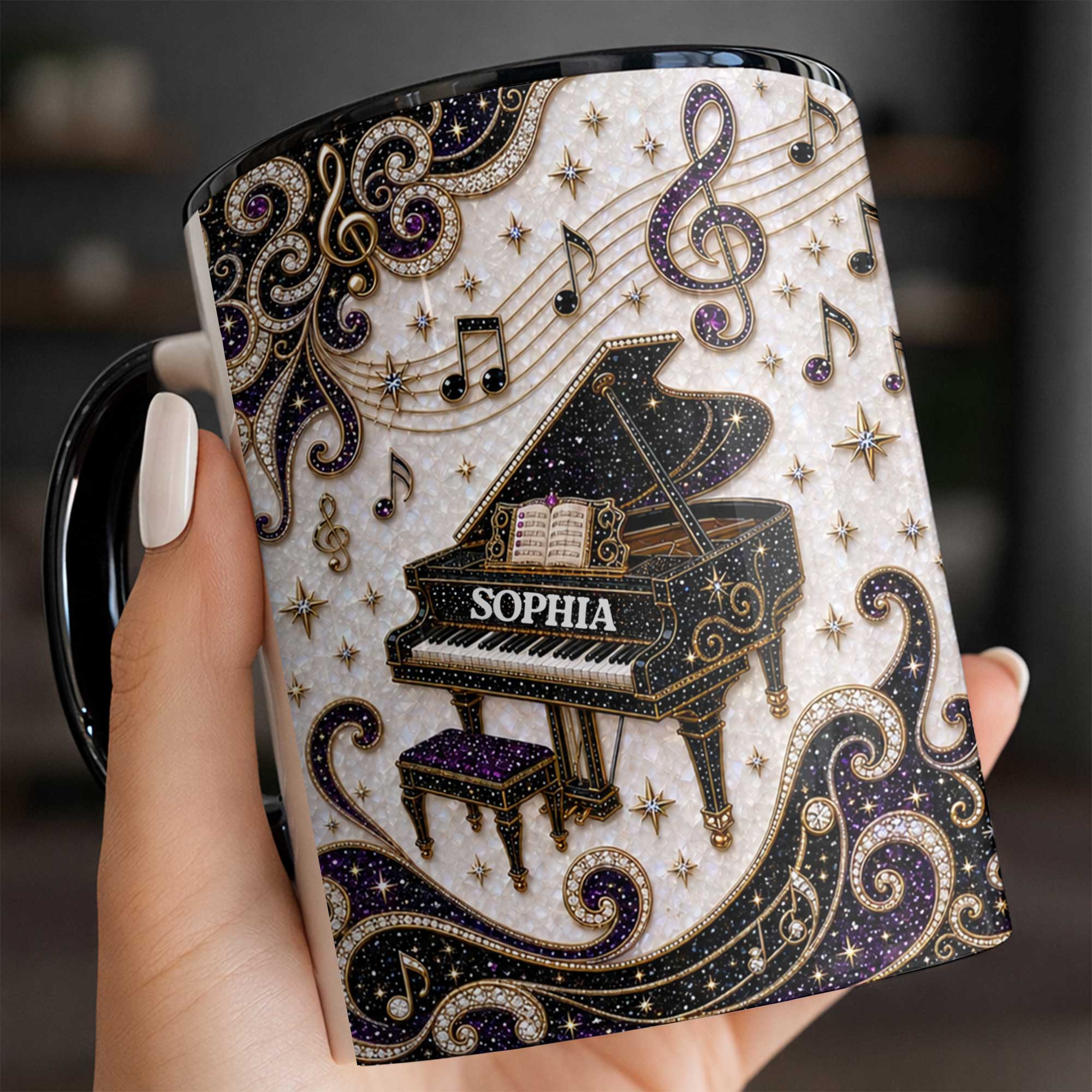 Personalized Ceramic Accent Mug Music Gift for Music Lovers