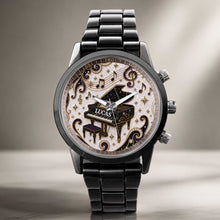 Load image into Gallery viewer, Personalized Black Men's Watch with Custom Music Photo Gift for Him

