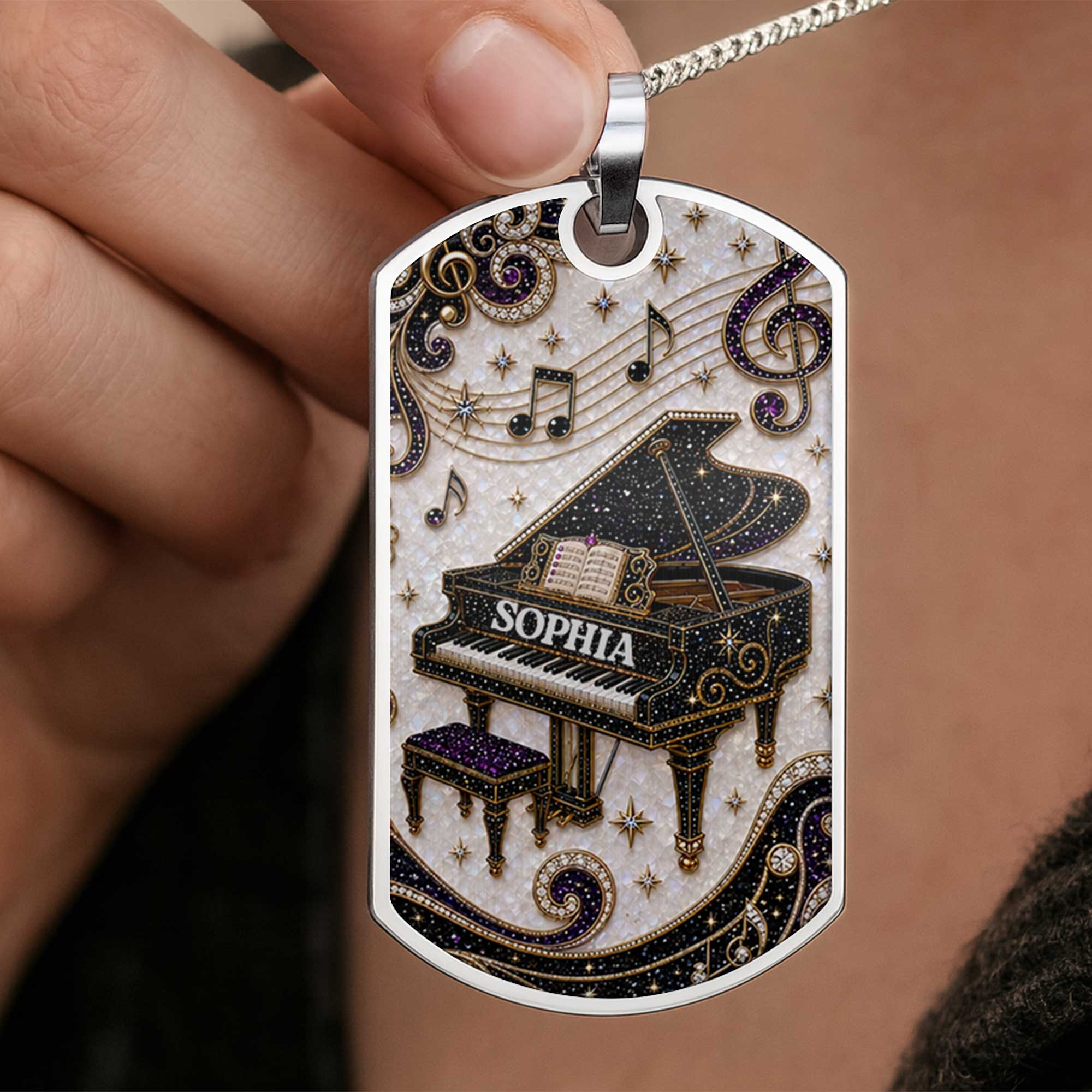 Personalized Dog Tag Necklace Custom Music Gift for Her