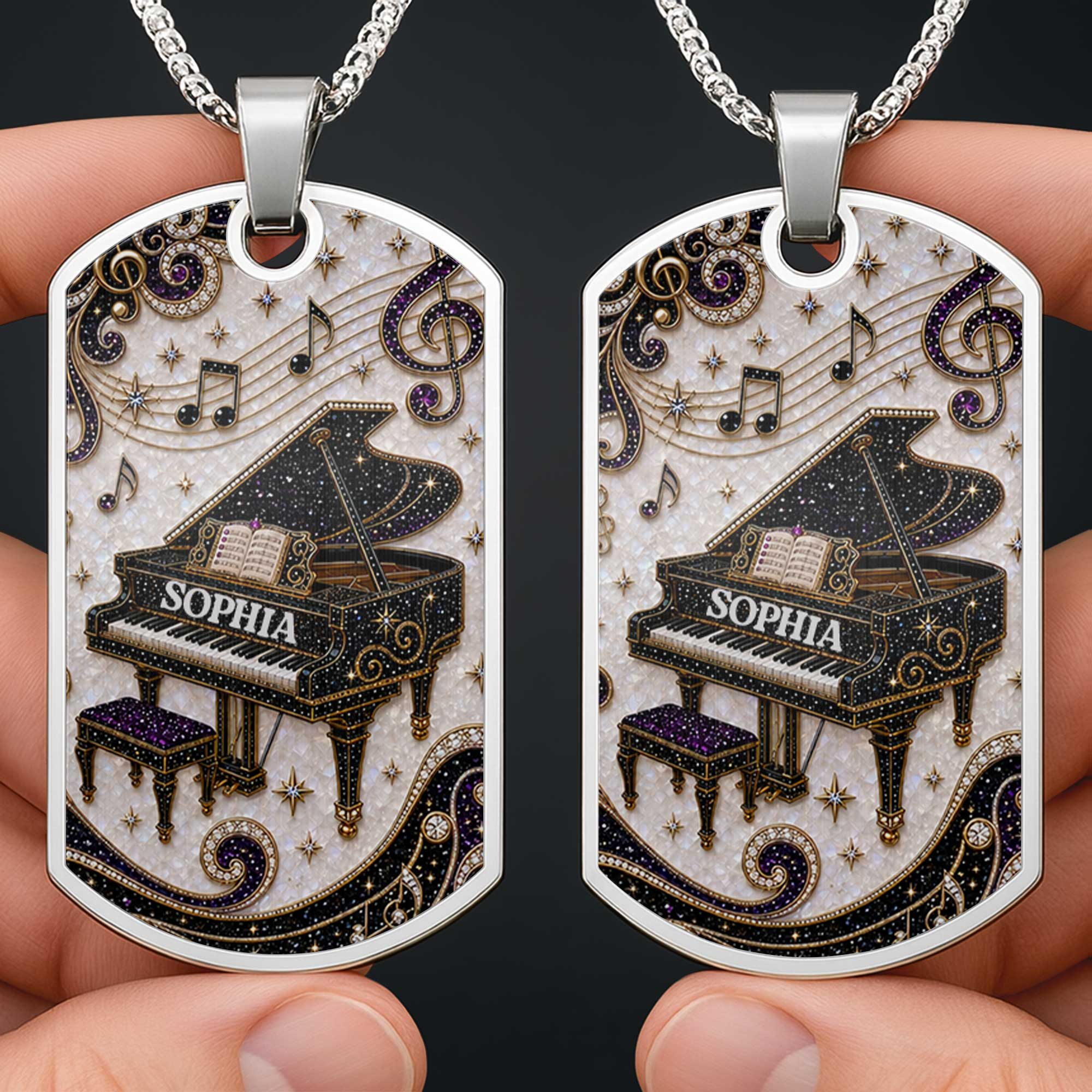 Personalized Dog Tag Necklace Custom Music Gift for Her