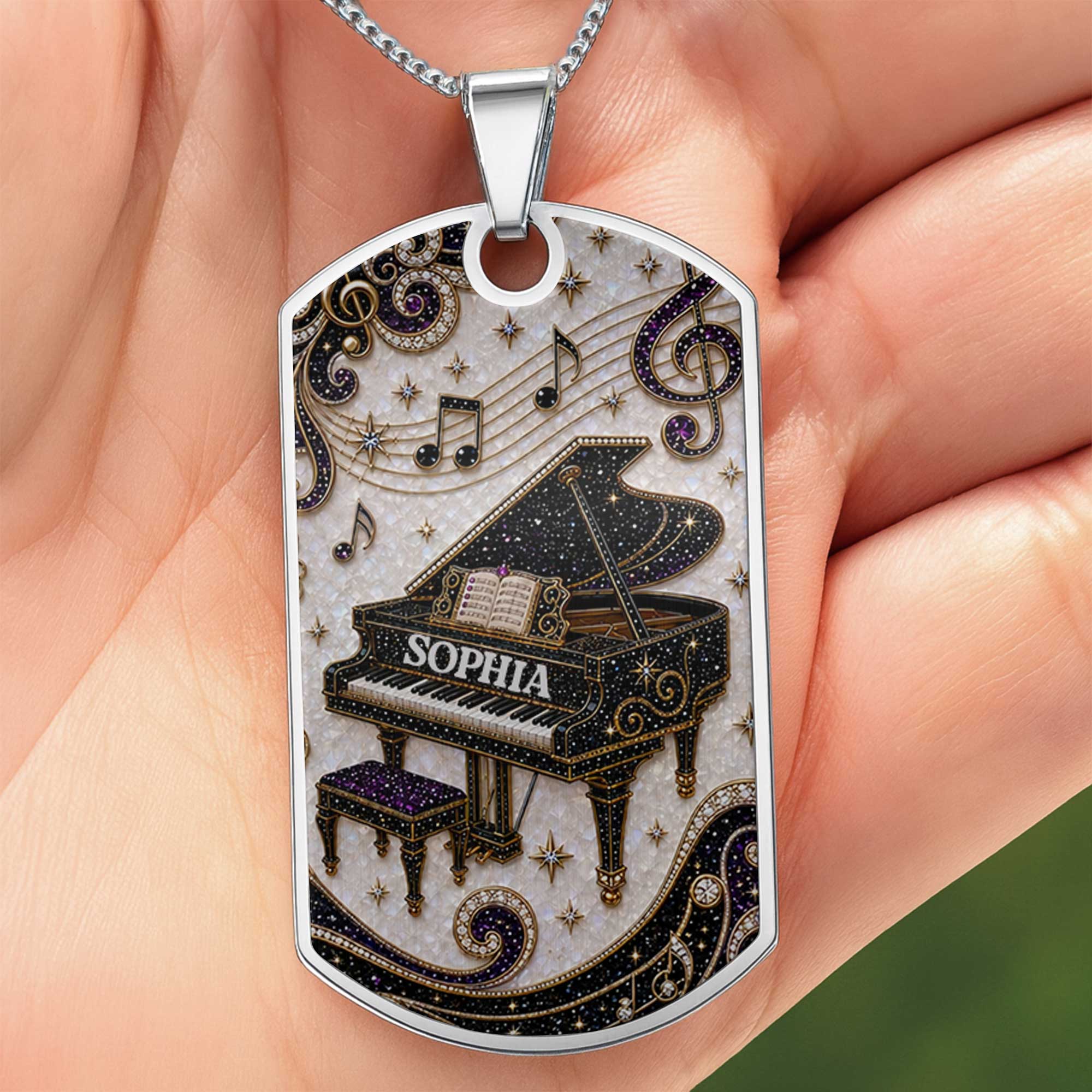 Personalized Dog Tag Necklace Custom Music Gift for Her