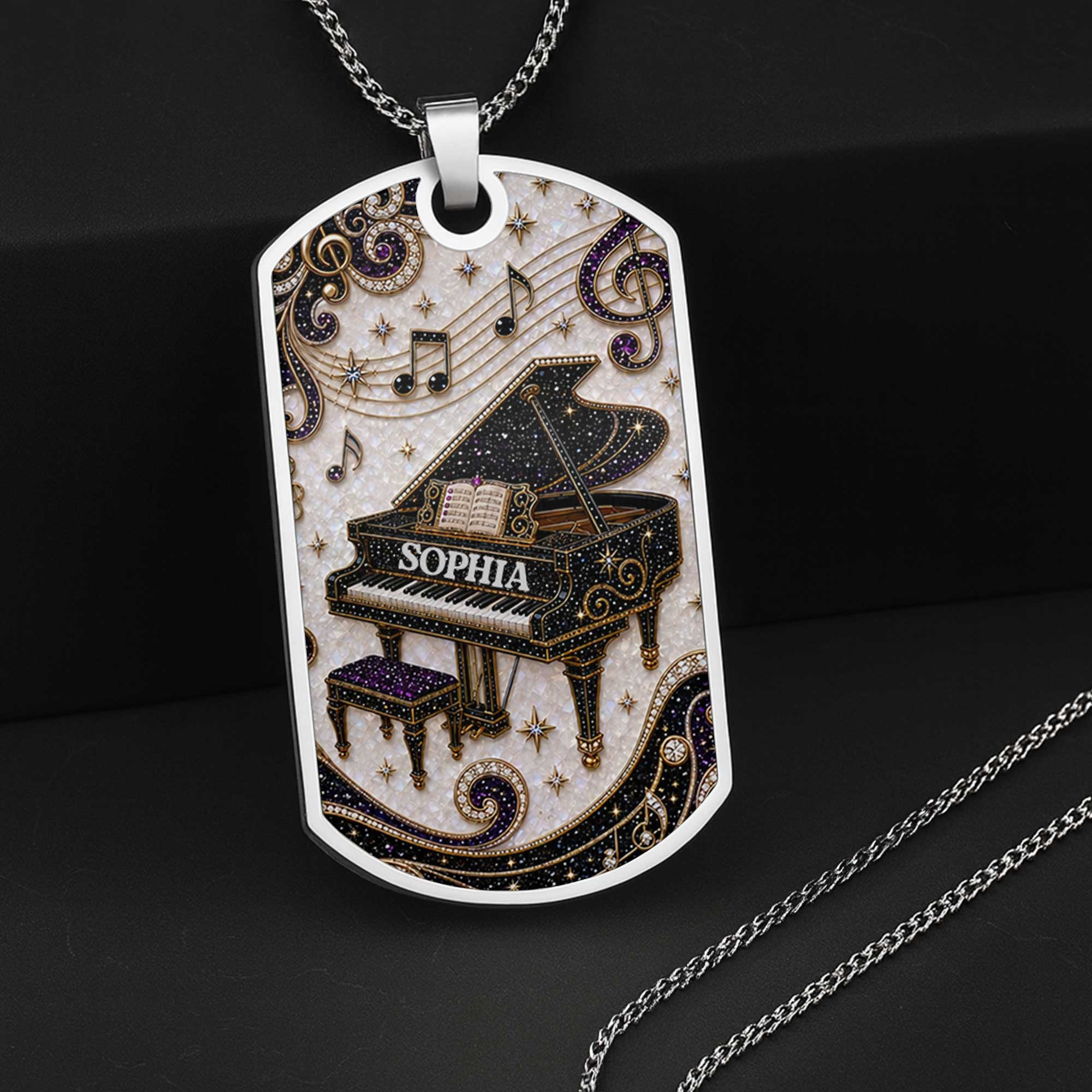 Personalized Dog Tag Necklace Custom Music Gift for Her