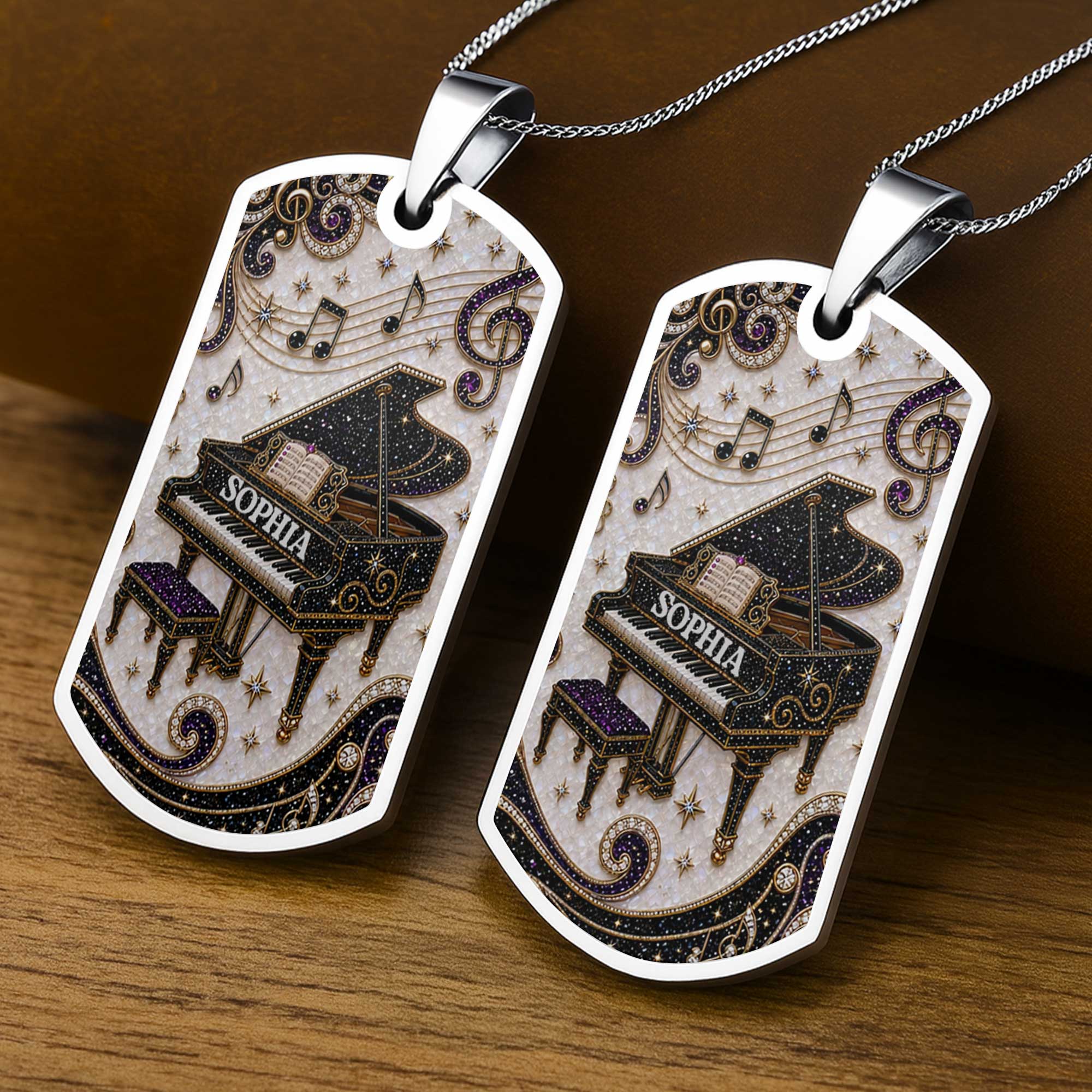 Personalized Dog Tag Necklace Custom Music Gift for Her
