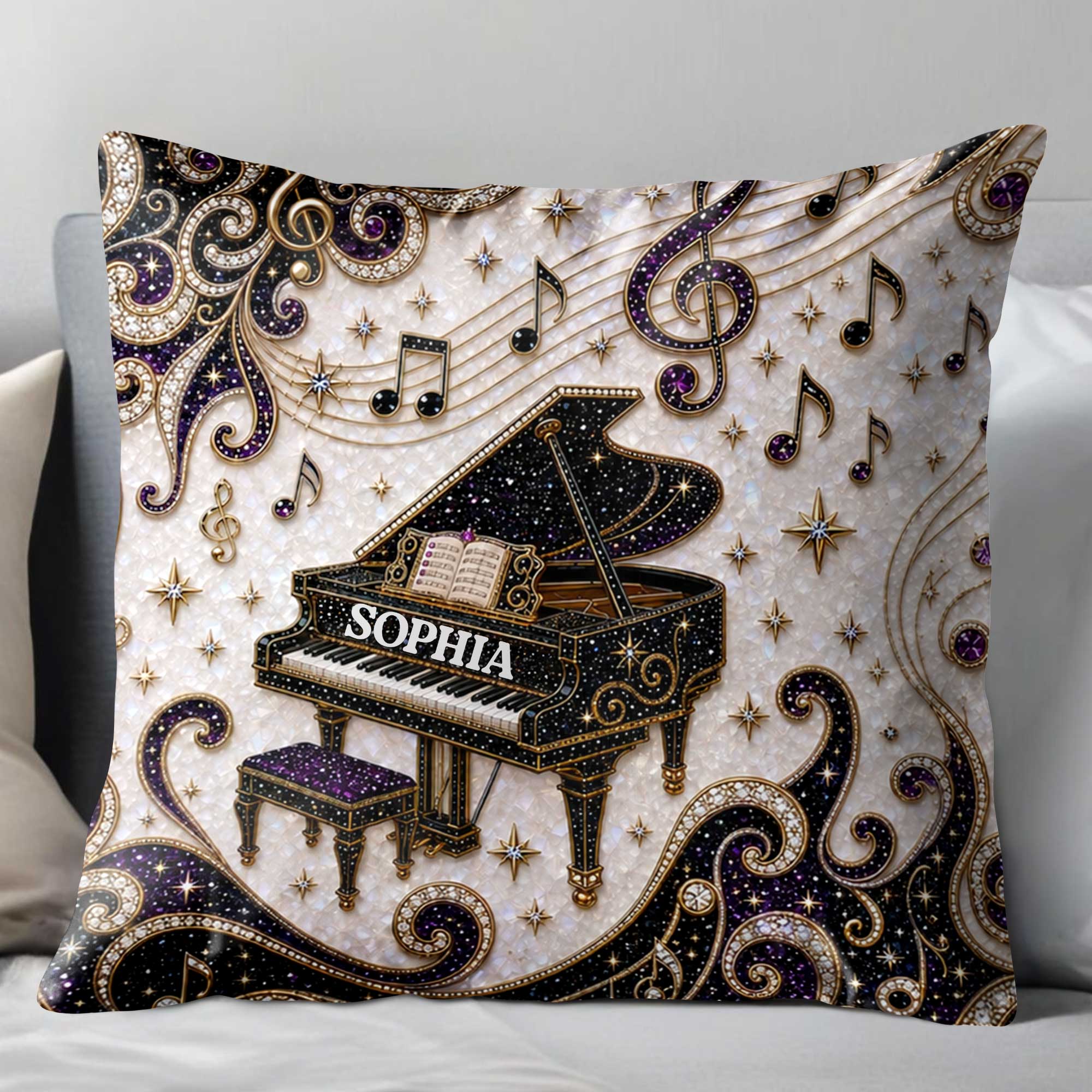 Personalized Grand Piano Theme Pillow Custom Music Gift