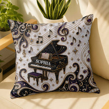 Load image into Gallery viewer, Personalized Grand Piano Theme Pillow Custom Music Gift
