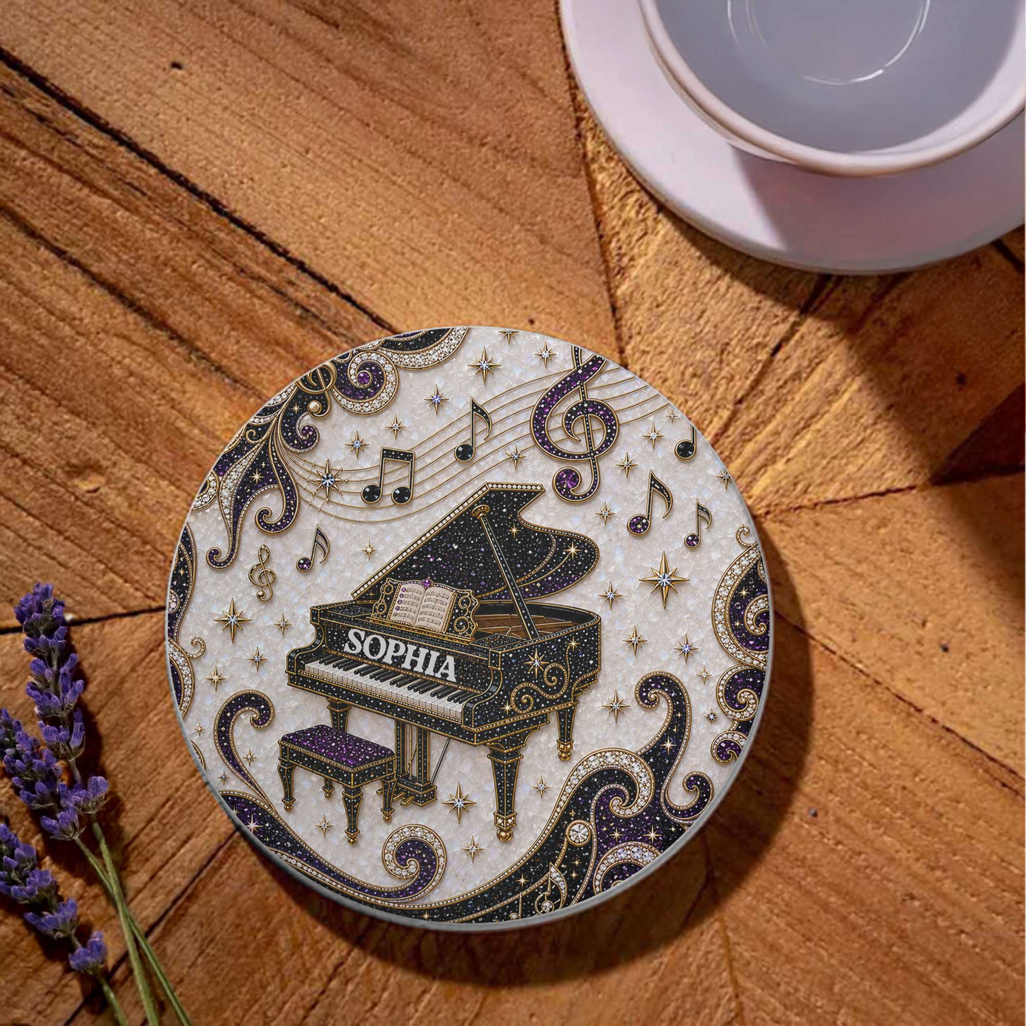 Personalized Ceramic Coaster Custom Music Design Gift for Music Lovers