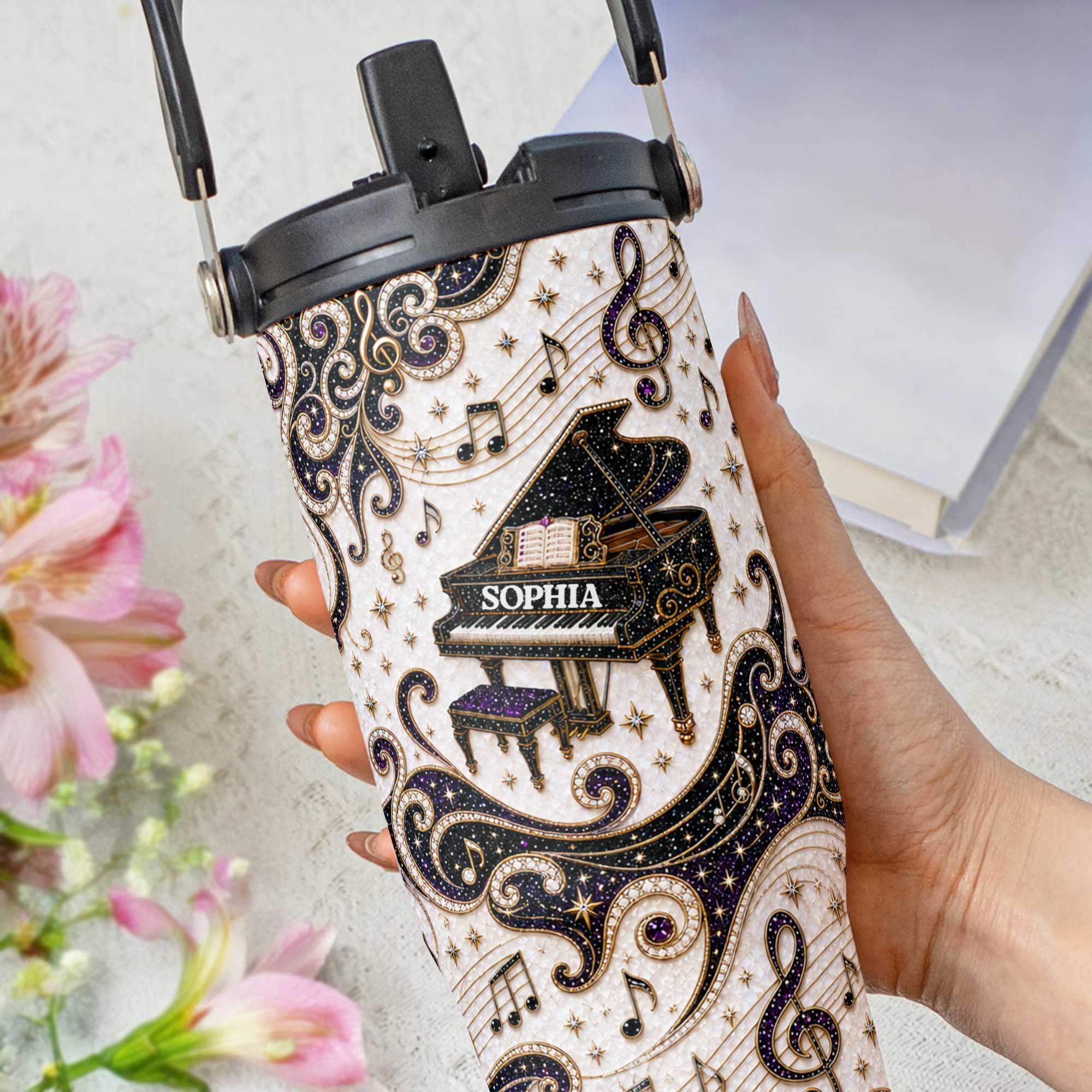 Personalized Music Themed 30oz Tumbler with Handle Gift for Music Lovers