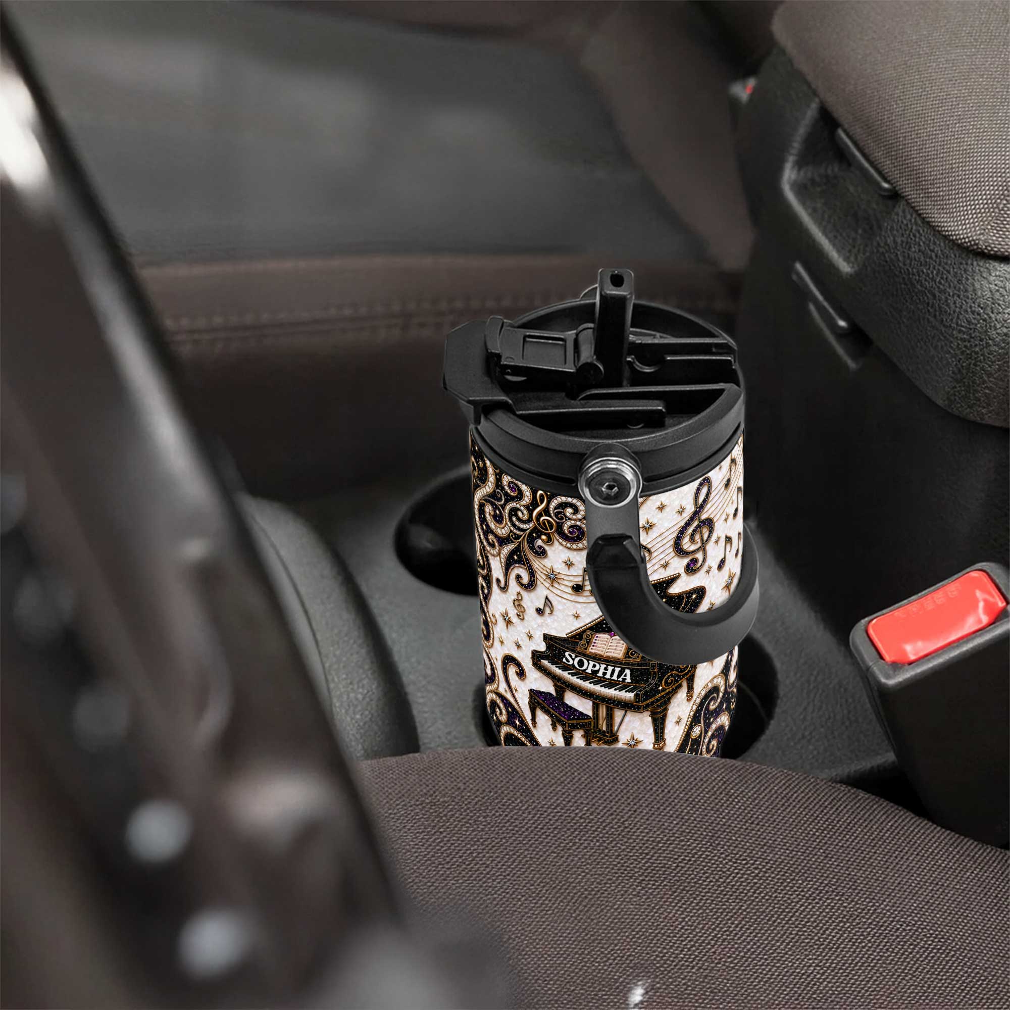 Personalized Music Themed 30oz Tumbler with Handle Gift for Music Lovers