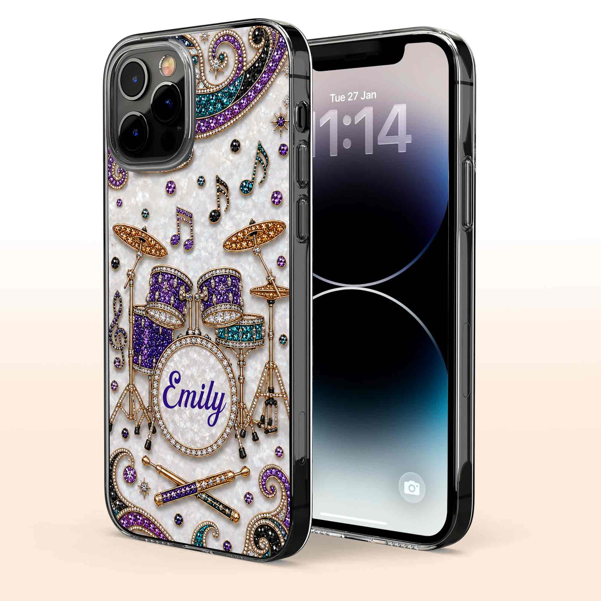 Personalized Clear Phone Case for Music Lovers Custom Name Gift