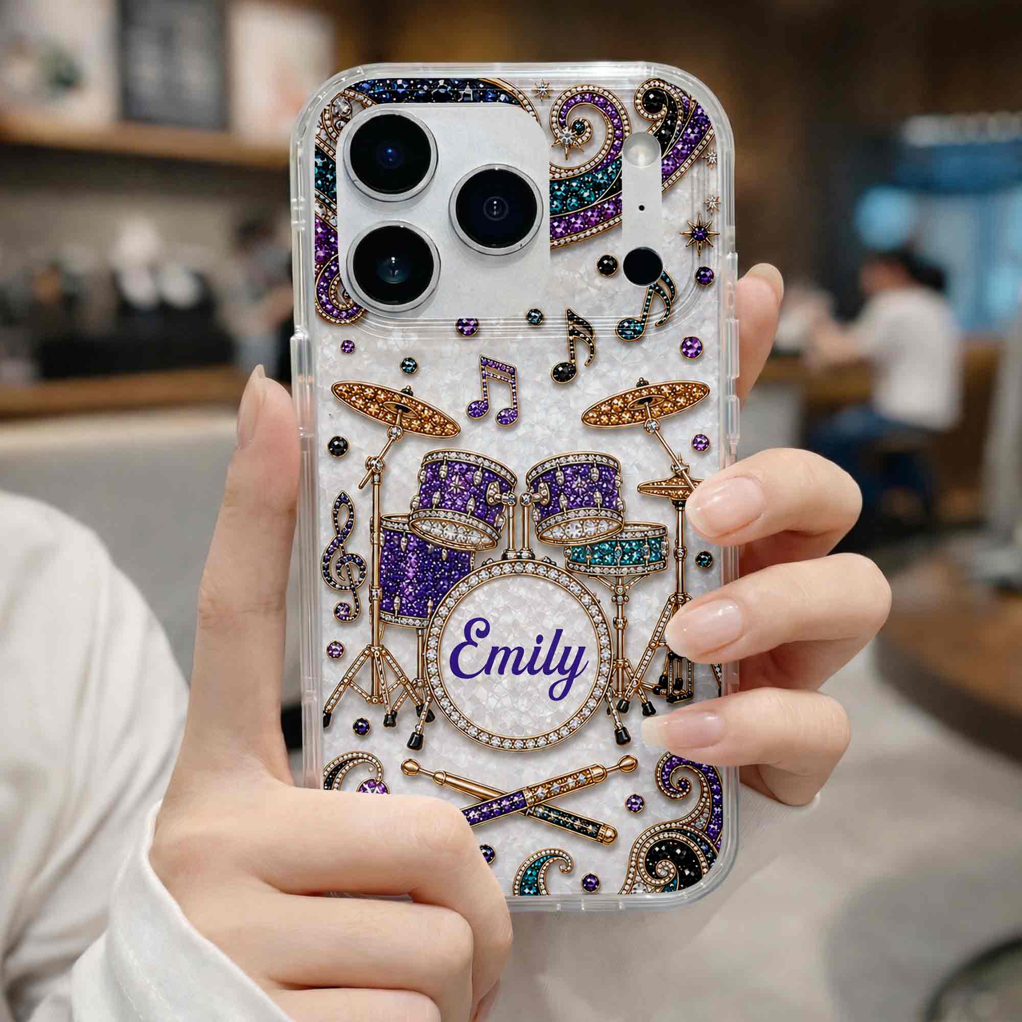 Personalized Clear Phone Case for Music Lovers Custom Name Gift