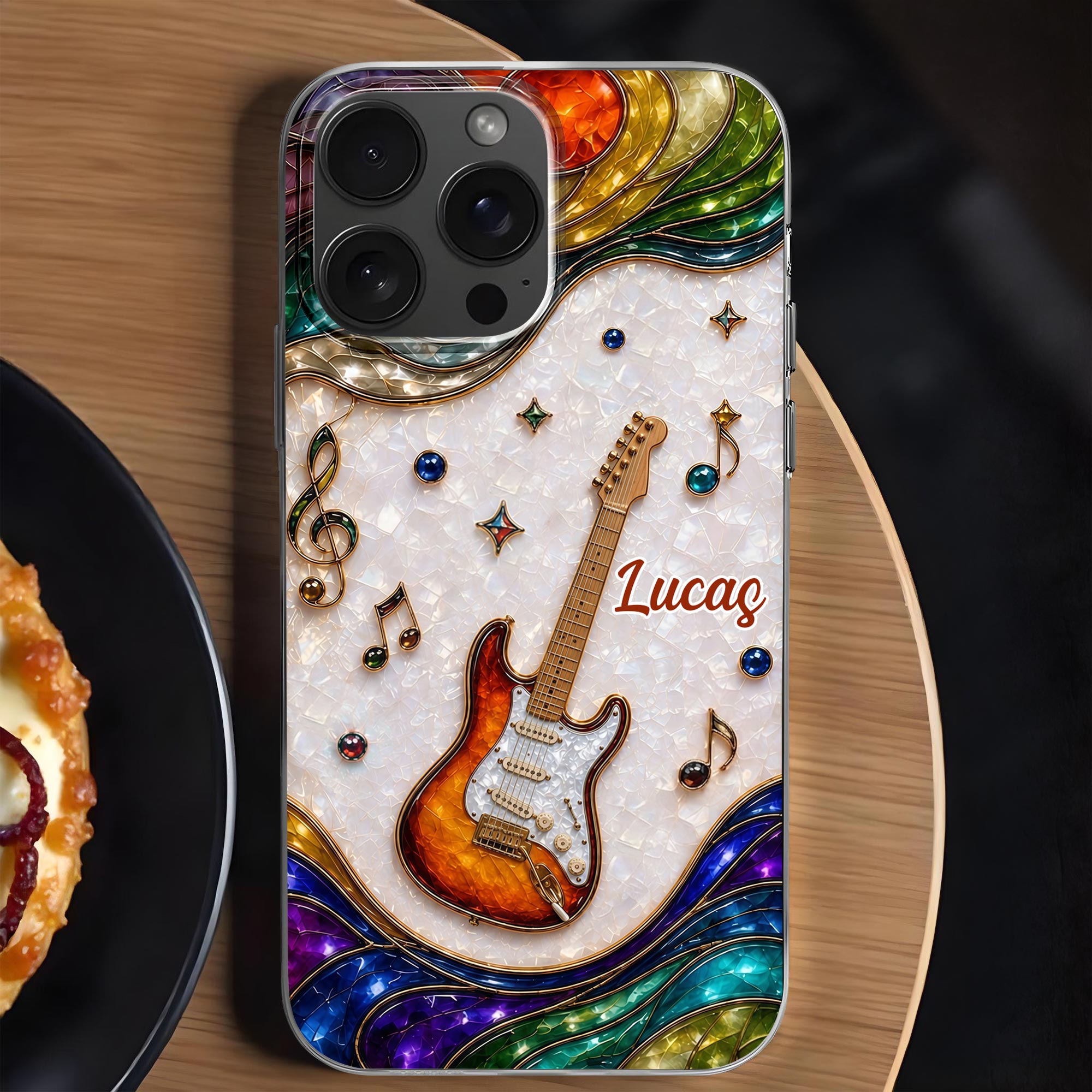 Personalized Clear Phone Case Custom Name Music Gift for Him