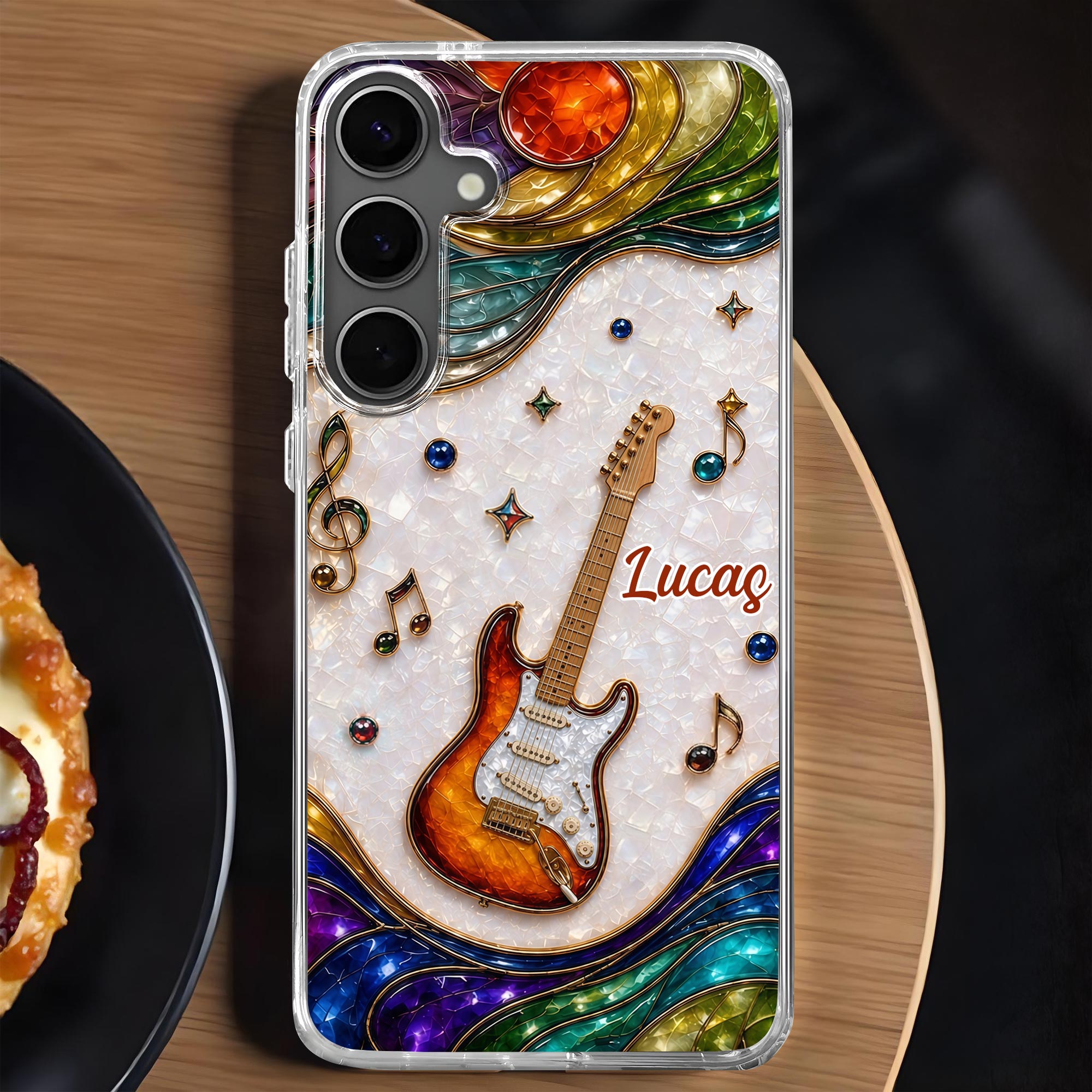 Personalized Clear Phone Case Custom Name Music Gift for Him