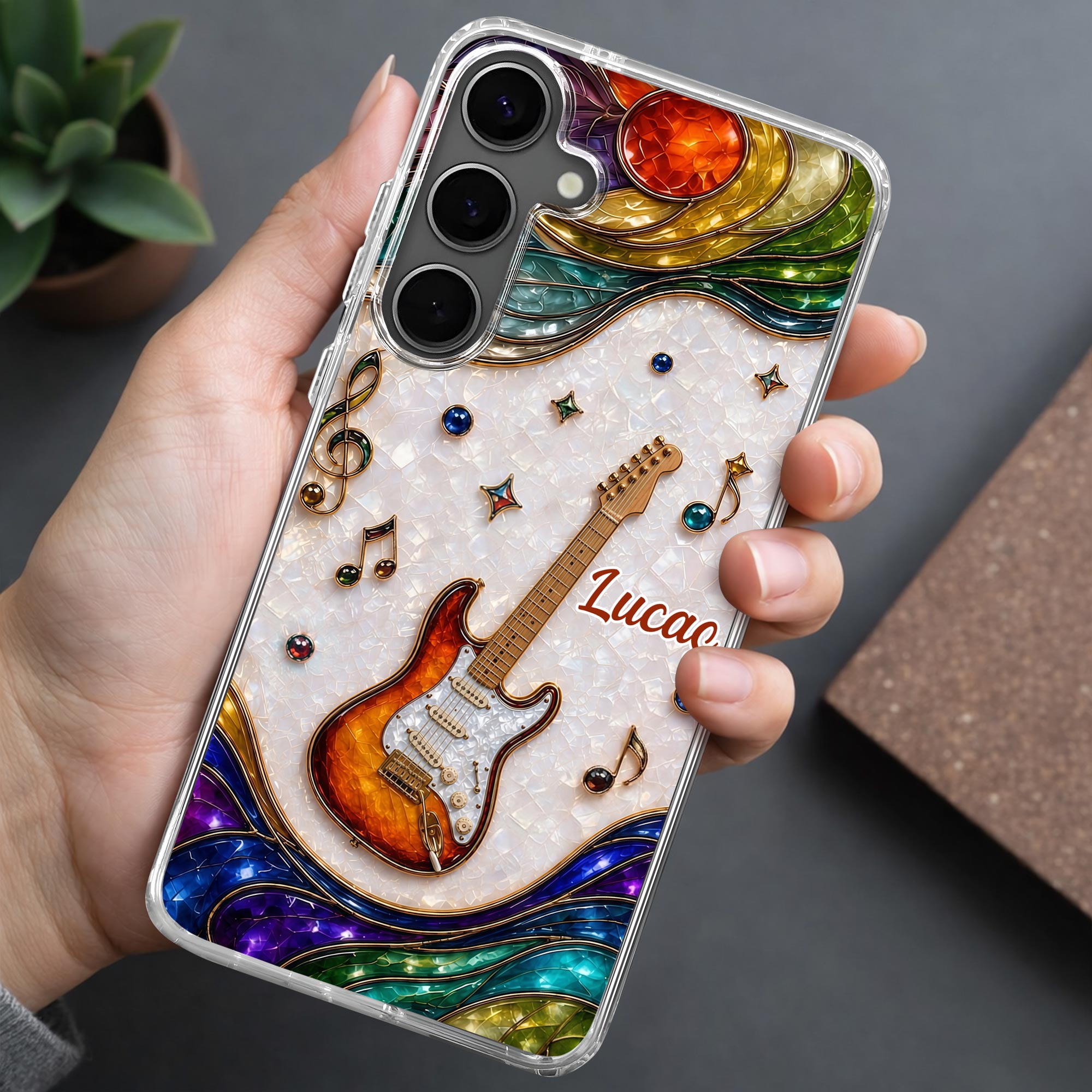Personalized Clear Phone Case Custom Name Music Gift for Him
