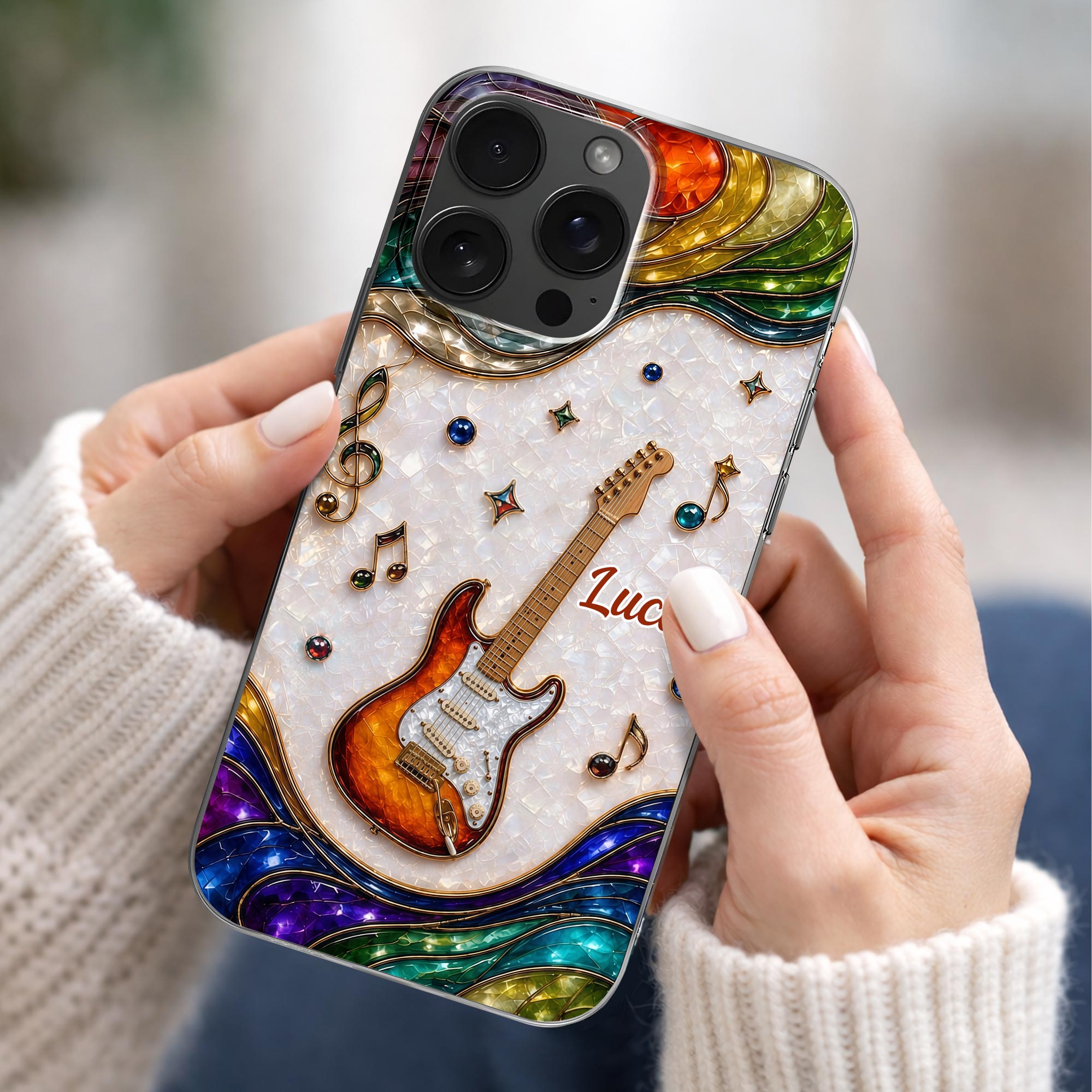 Personalized Clear Phone Case Custom Name Music Gift for Him