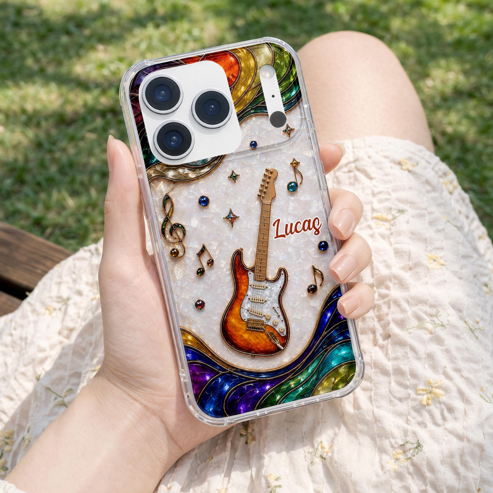 Personalized Clear Phone Case Custom Name Music Gift for Him