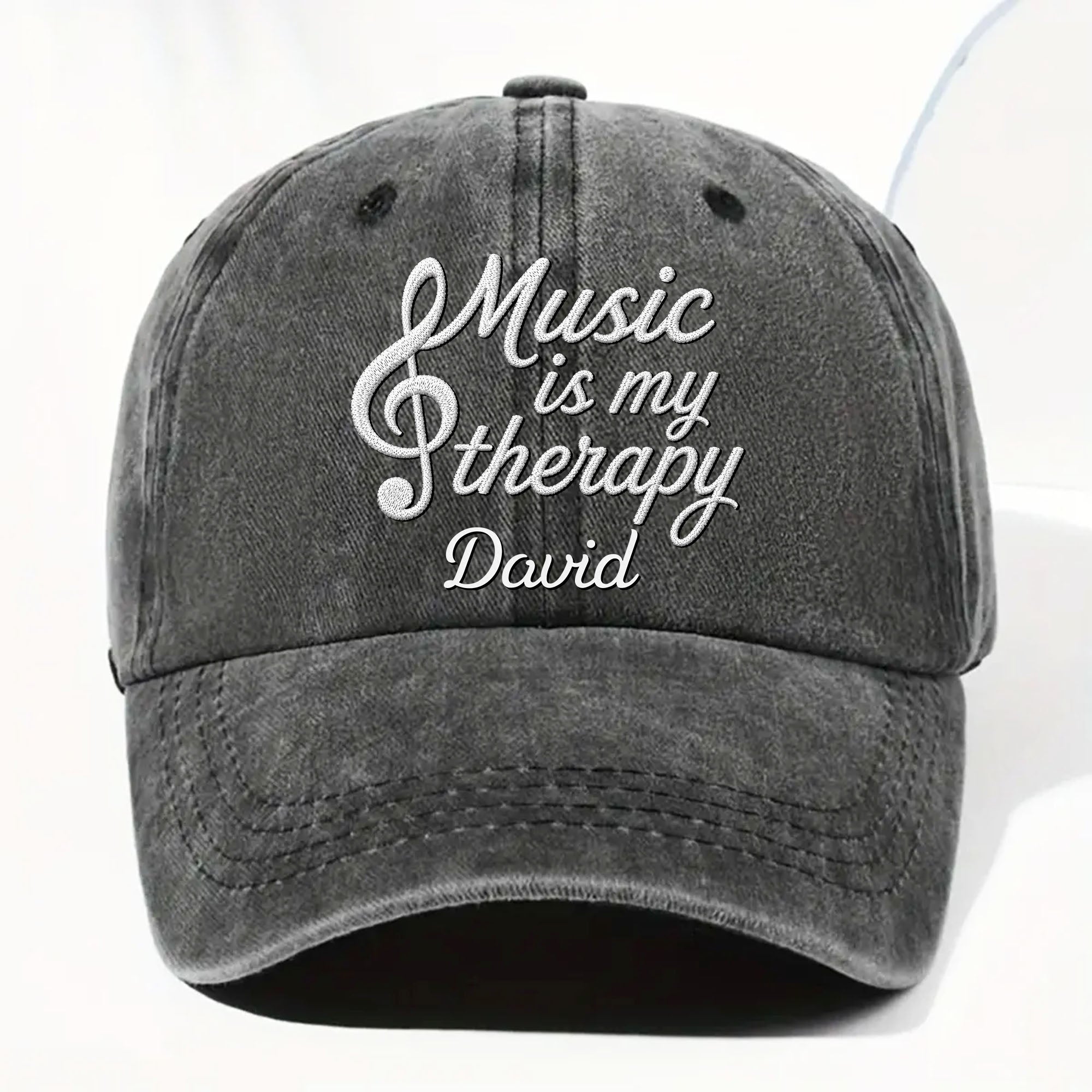 Personalized Washed Denim Cap Custom Music Gift for Him