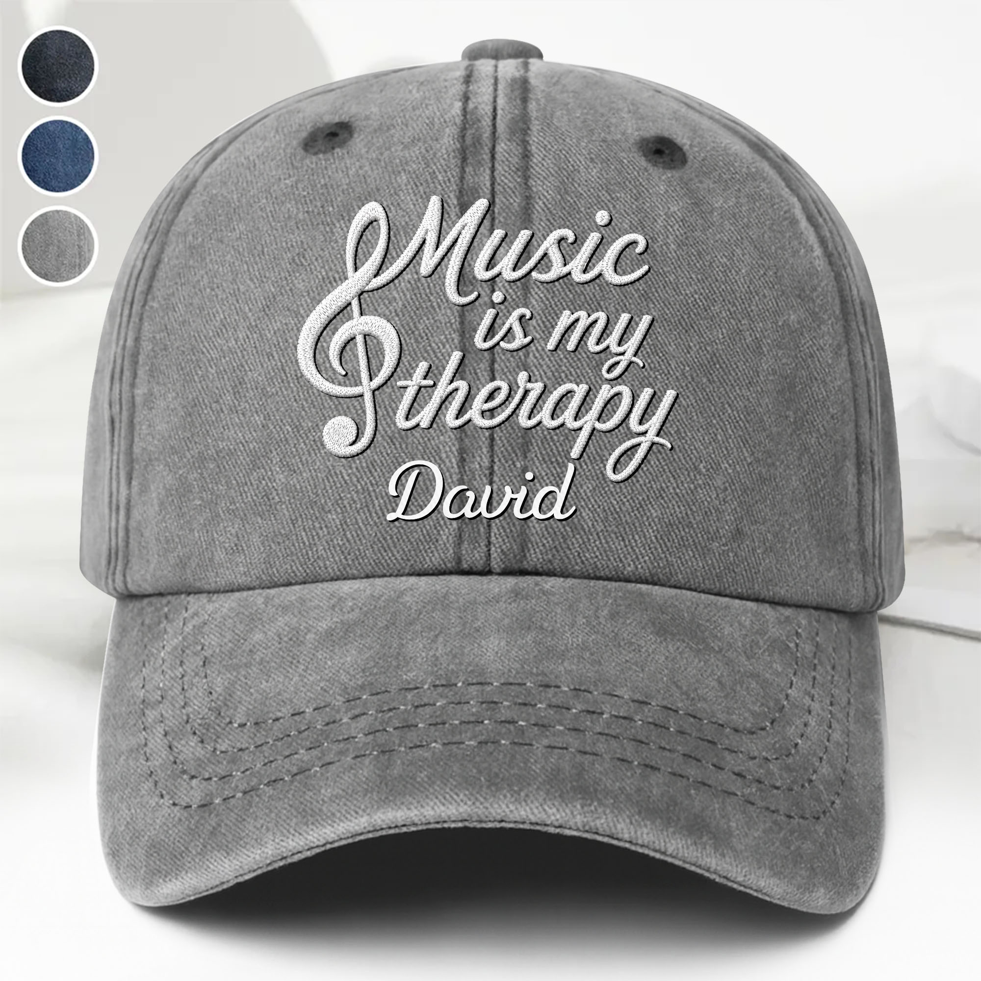 Personalized Washed Denim Cap Custom Music Gift for Him