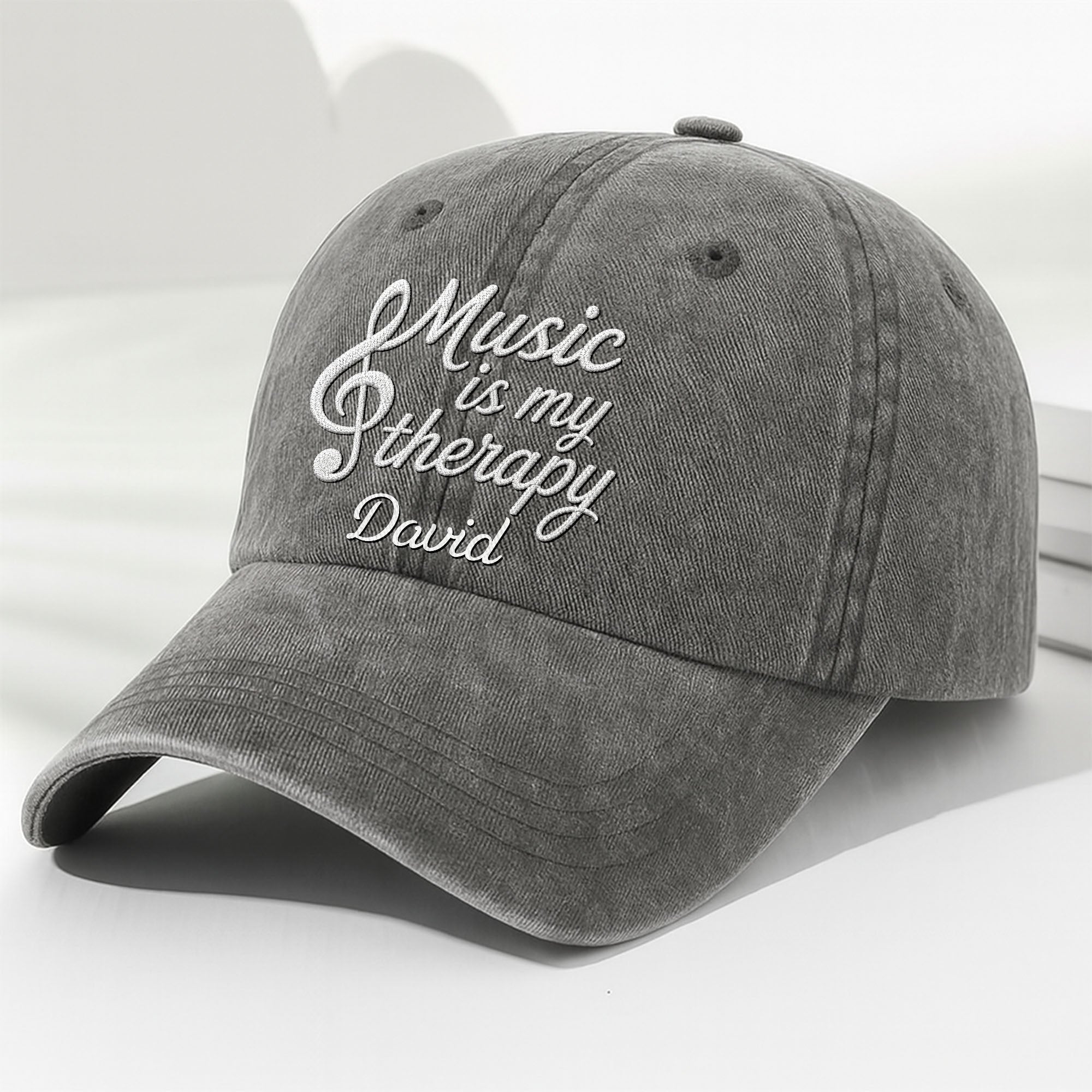 Personalized Washed Denim Cap Custom Music Gift for Him