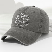 Load image into Gallery viewer, Personalized Washed Denim Cap Custom Music Gift for Him
