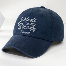 Load image into Gallery viewer, Personalized Washed Denim Cap Custom Music Gift for Him
