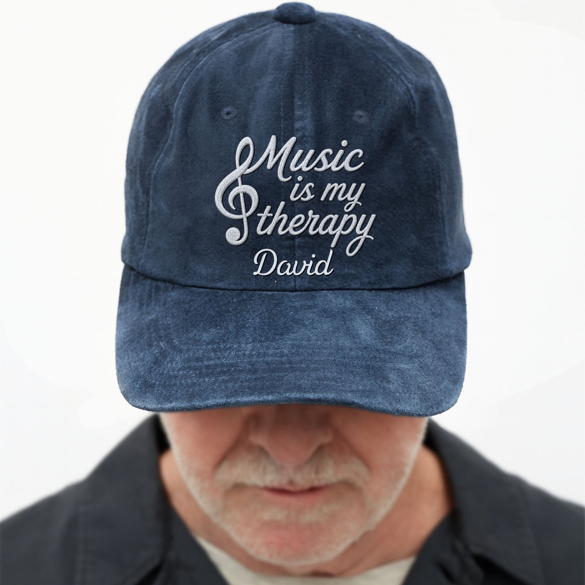 Personalized Washed Denim Cap Custom Music Gift for Him