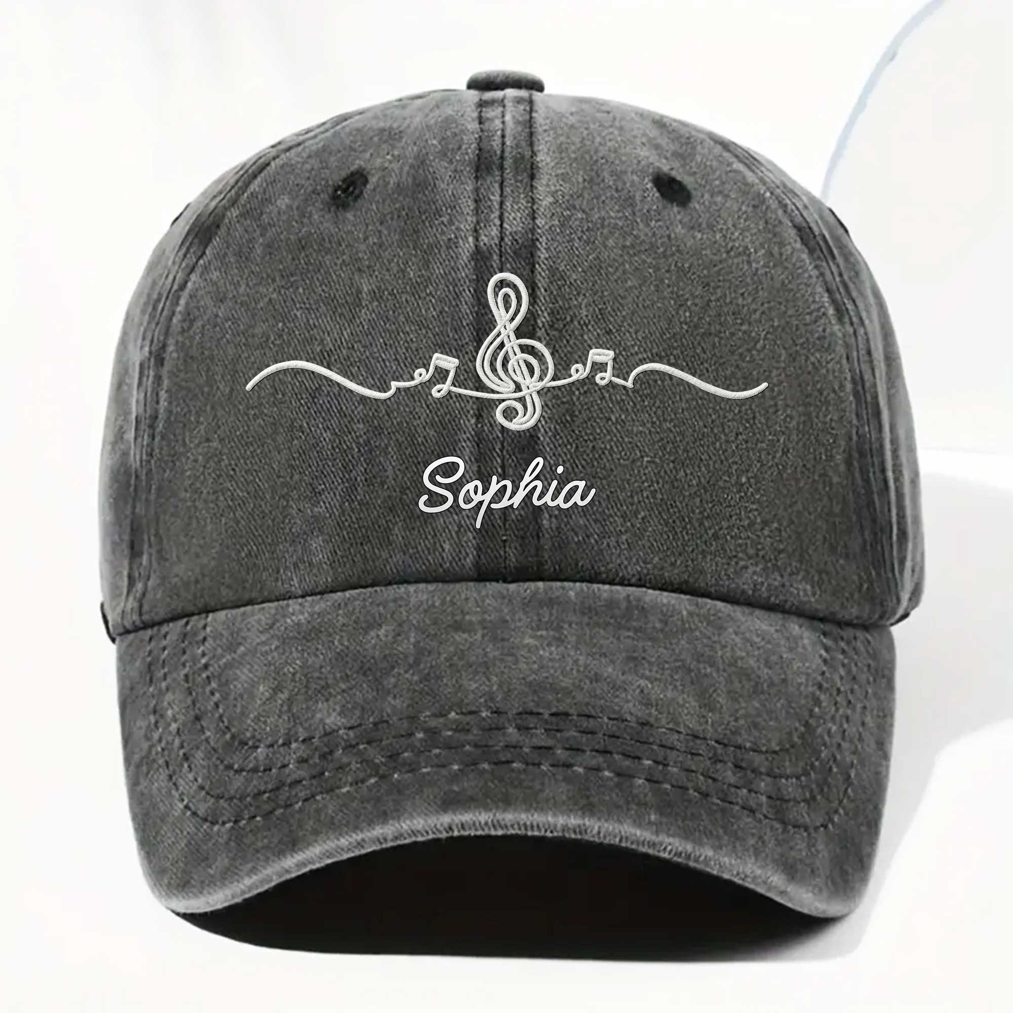 Personalized Washed Denim Cap Custom Name Music Gift for Him