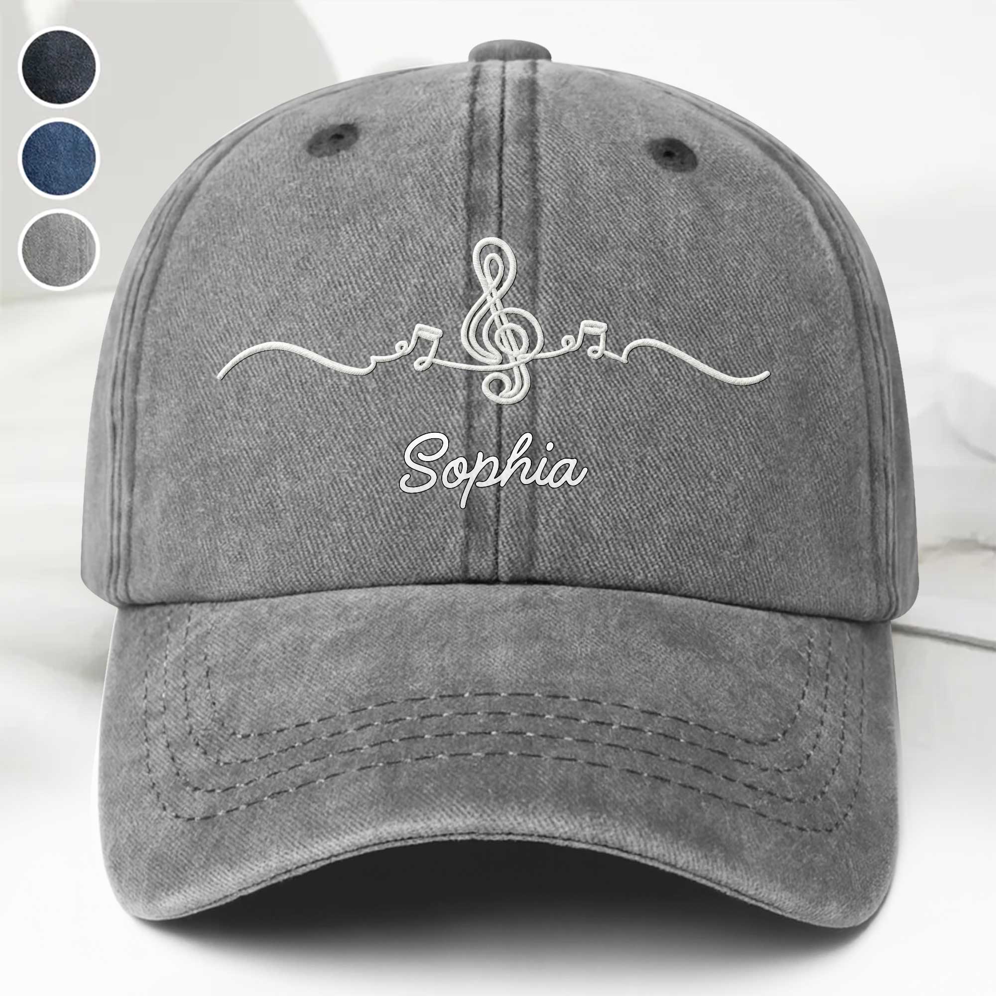 Personalized Washed Denim Cap Custom Name Music Gift for Him