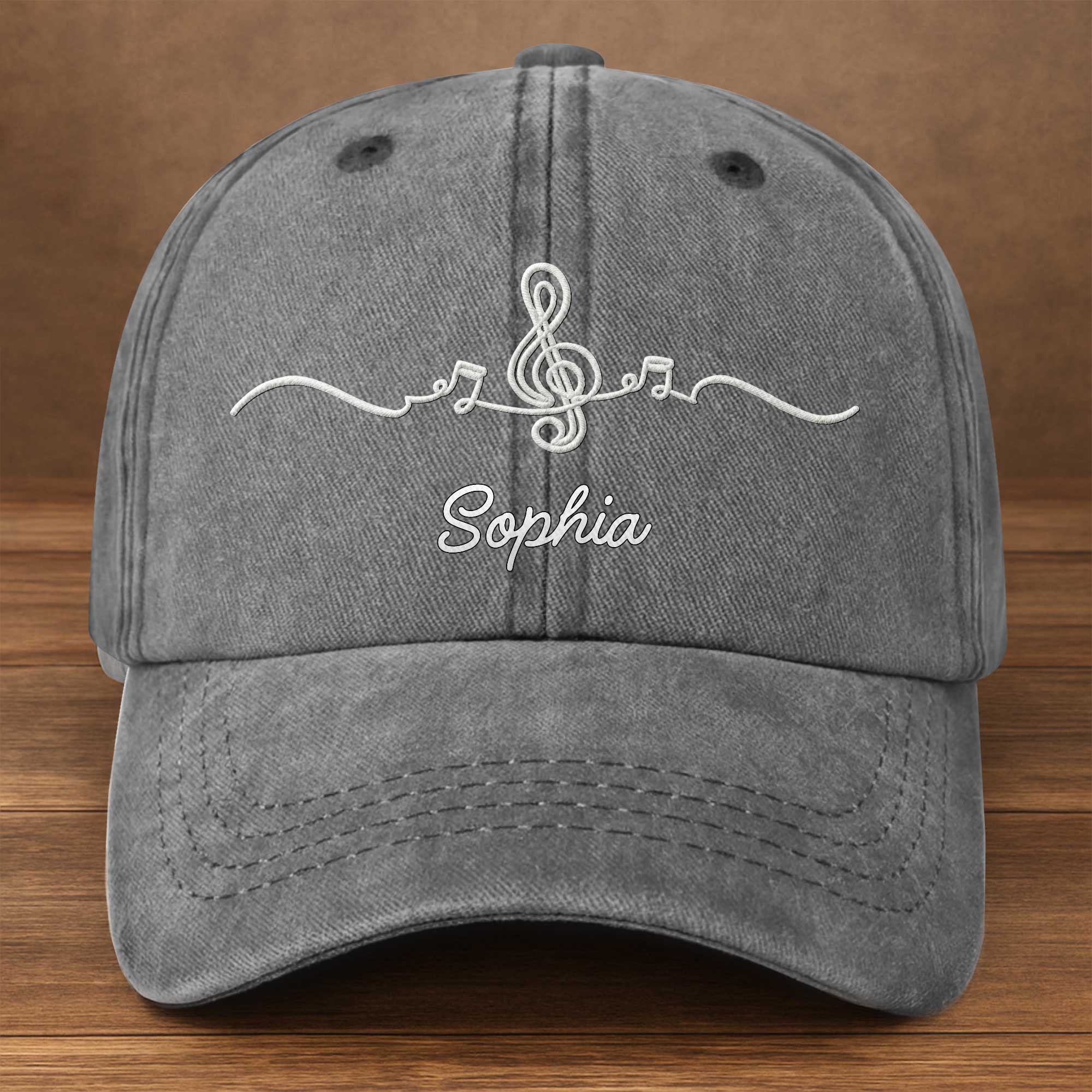Personalized Washed Denim Cap Custom Name Music Gift for Him
