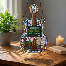 Load image into Gallery viewer, Personalized Guitar Shape Suncatcher Custom Name Music Gift
