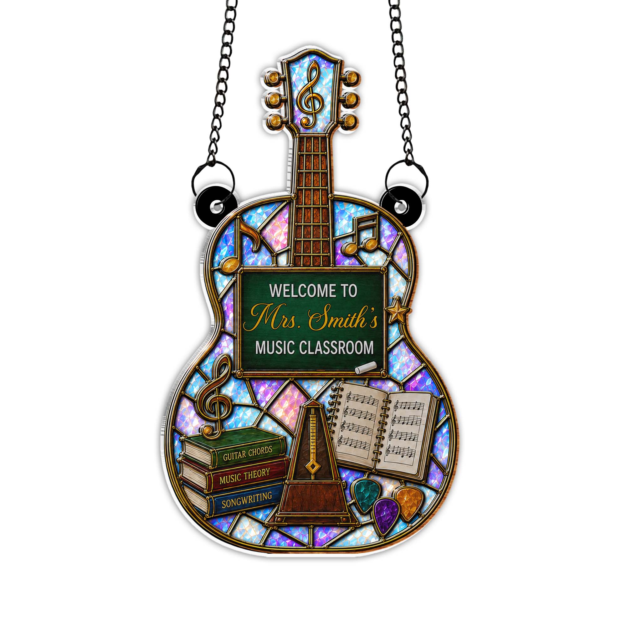 Personalized Guitar Shape Suncatcher Custom Name Music Gift