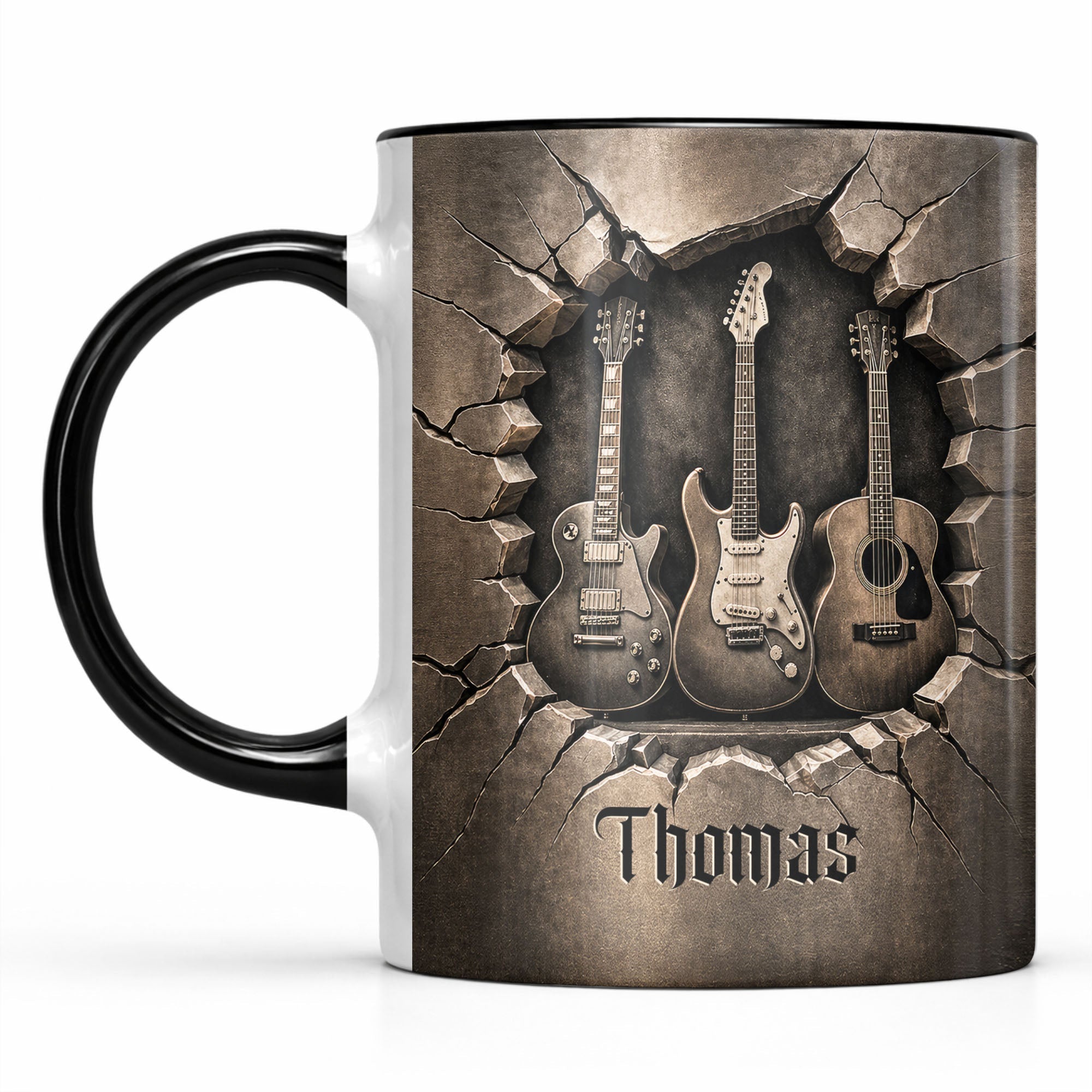 Personalized Music Accent Mug Custom Guitar Design Gift for Him