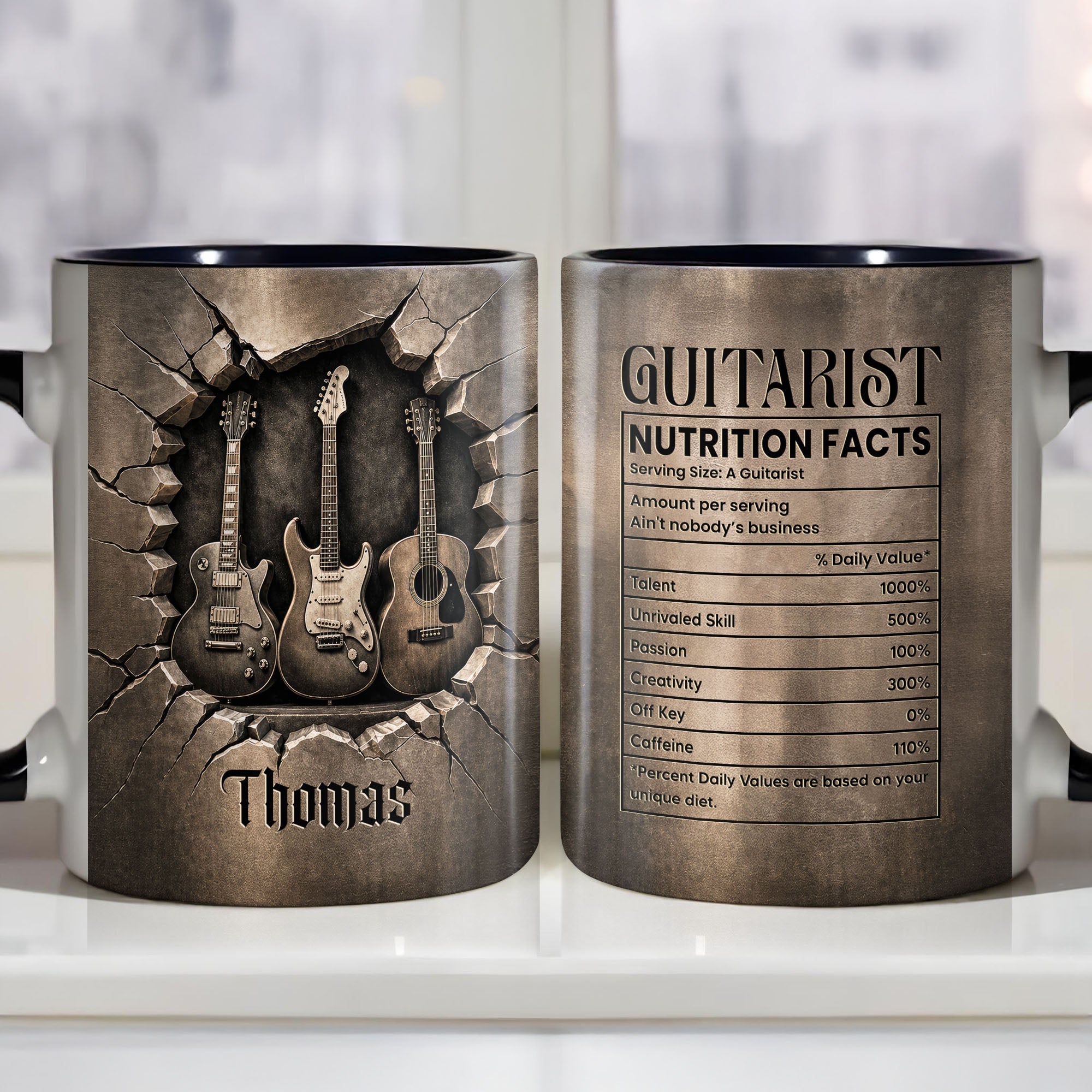Personalized Music Accent Mug Custom Guitar Design Gift for Him
