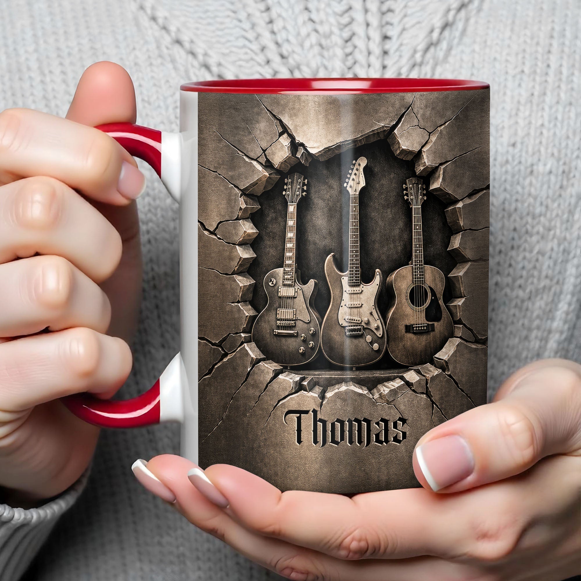 Personalized Music Accent Mug Custom Guitar Design Gift for Him