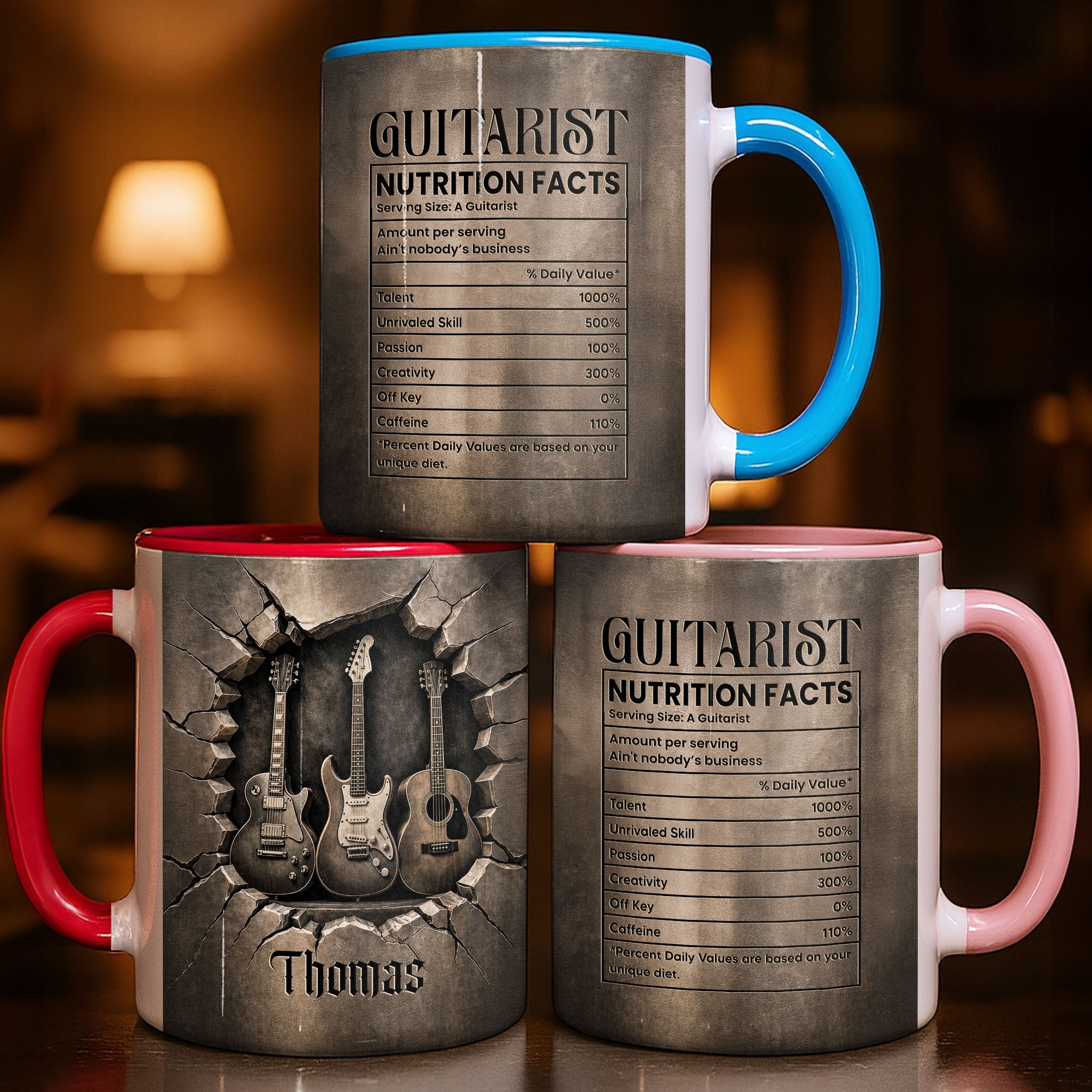 Personalized Music Accent Mug Custom Guitar Design Gift for Him