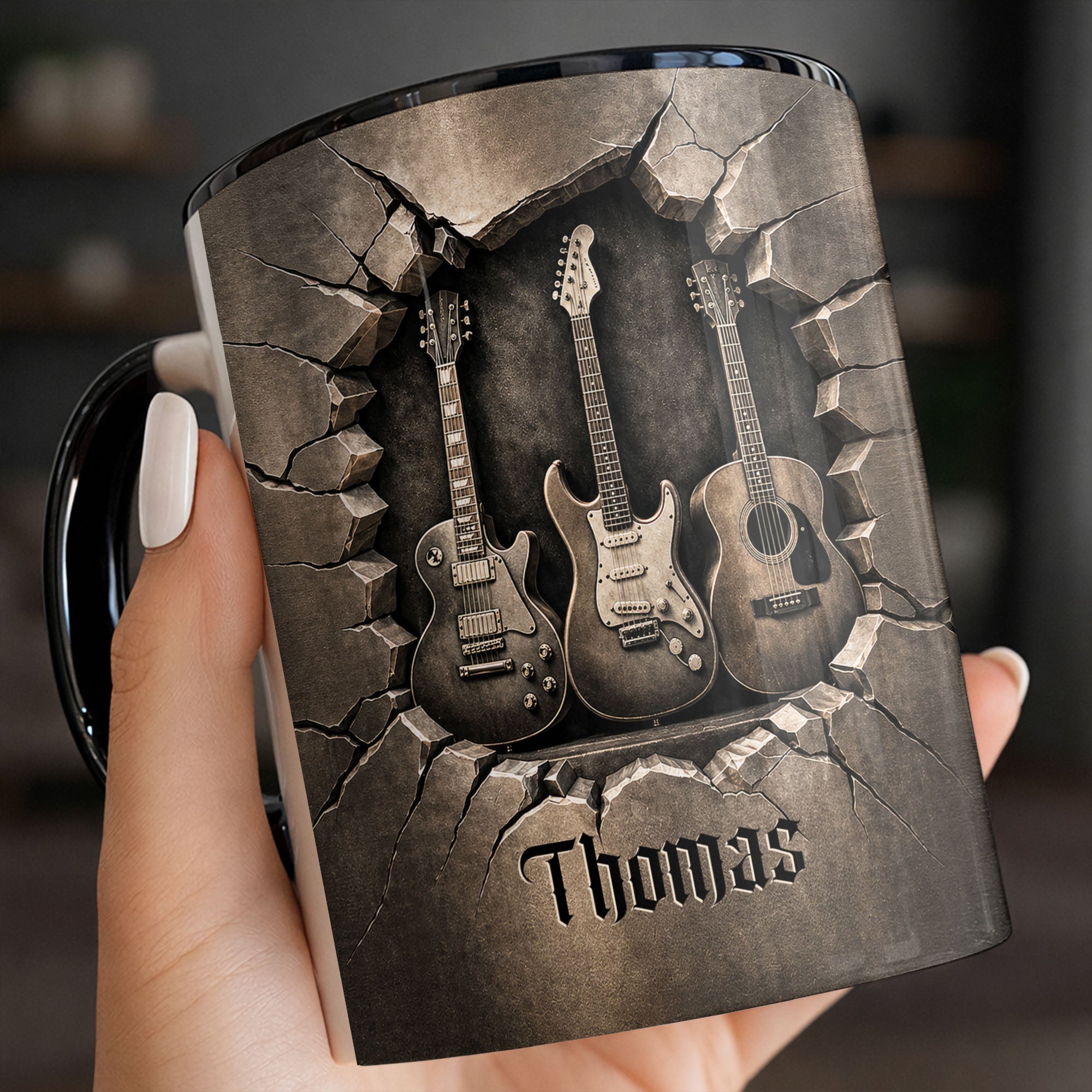 Personalized Music Accent Mug Custom Guitar Design Gift for Him