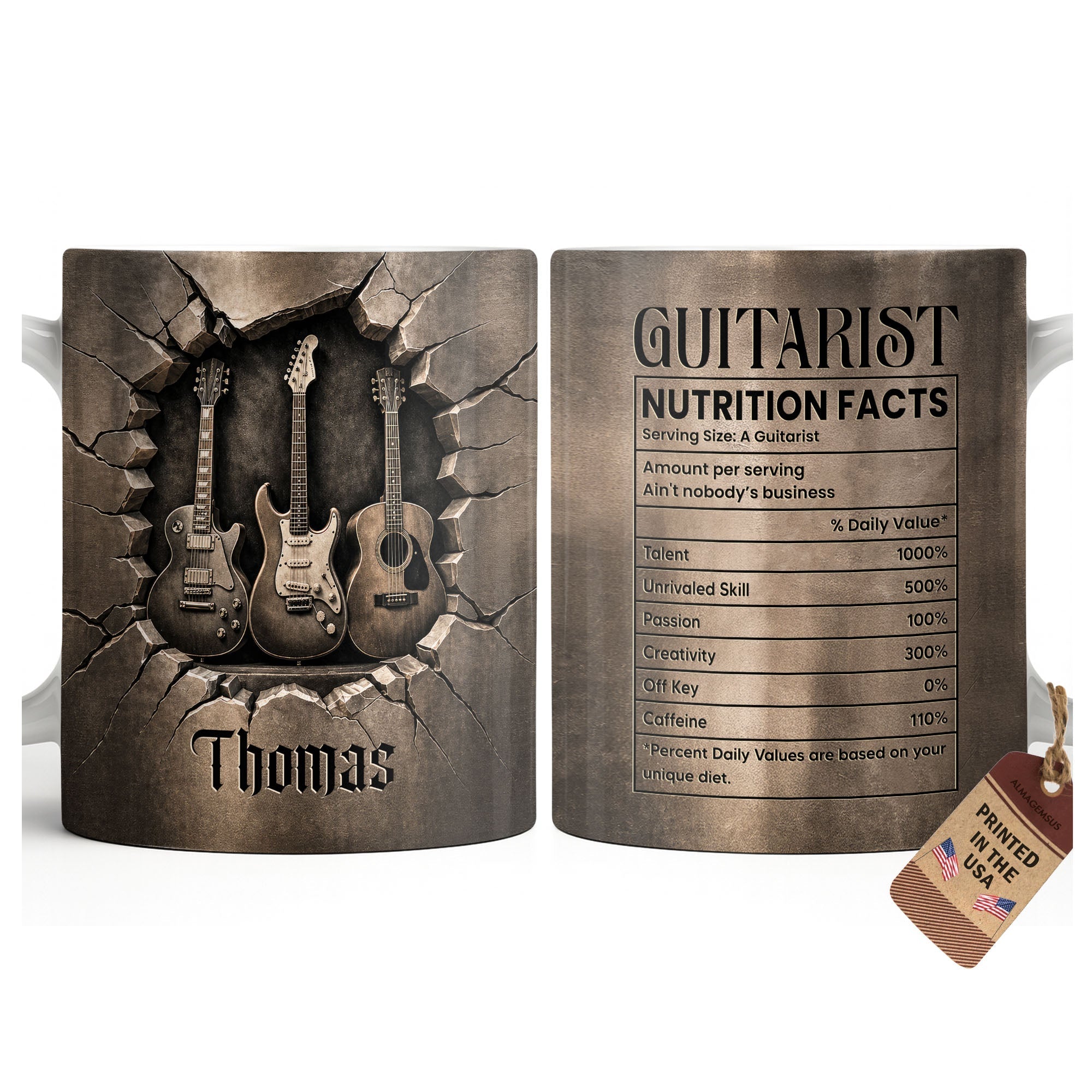 Personalized Music Mug Custom Gift for Guitar Lovers Dad